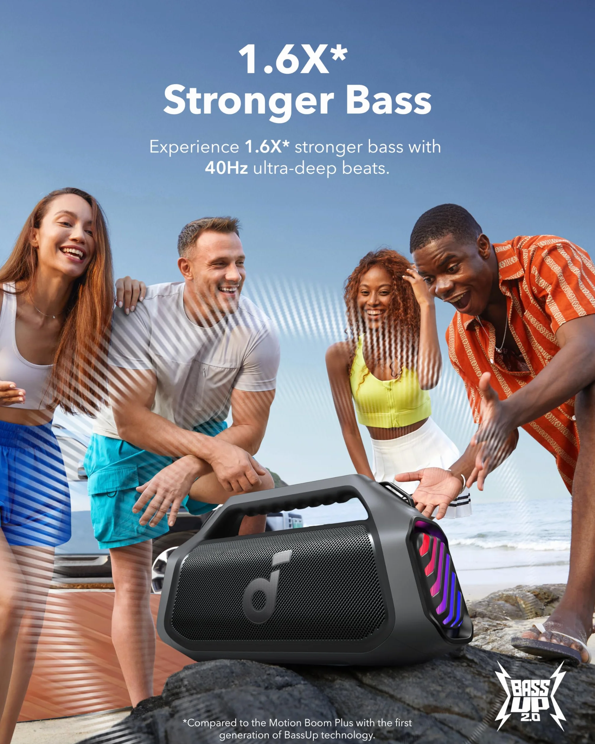 Soundcore Boom 2 Plus Altavoz Bluetooth Potente 140 W 2+2 Canales Estéreo BassUp 2.0 IPX7 Flotante RGB