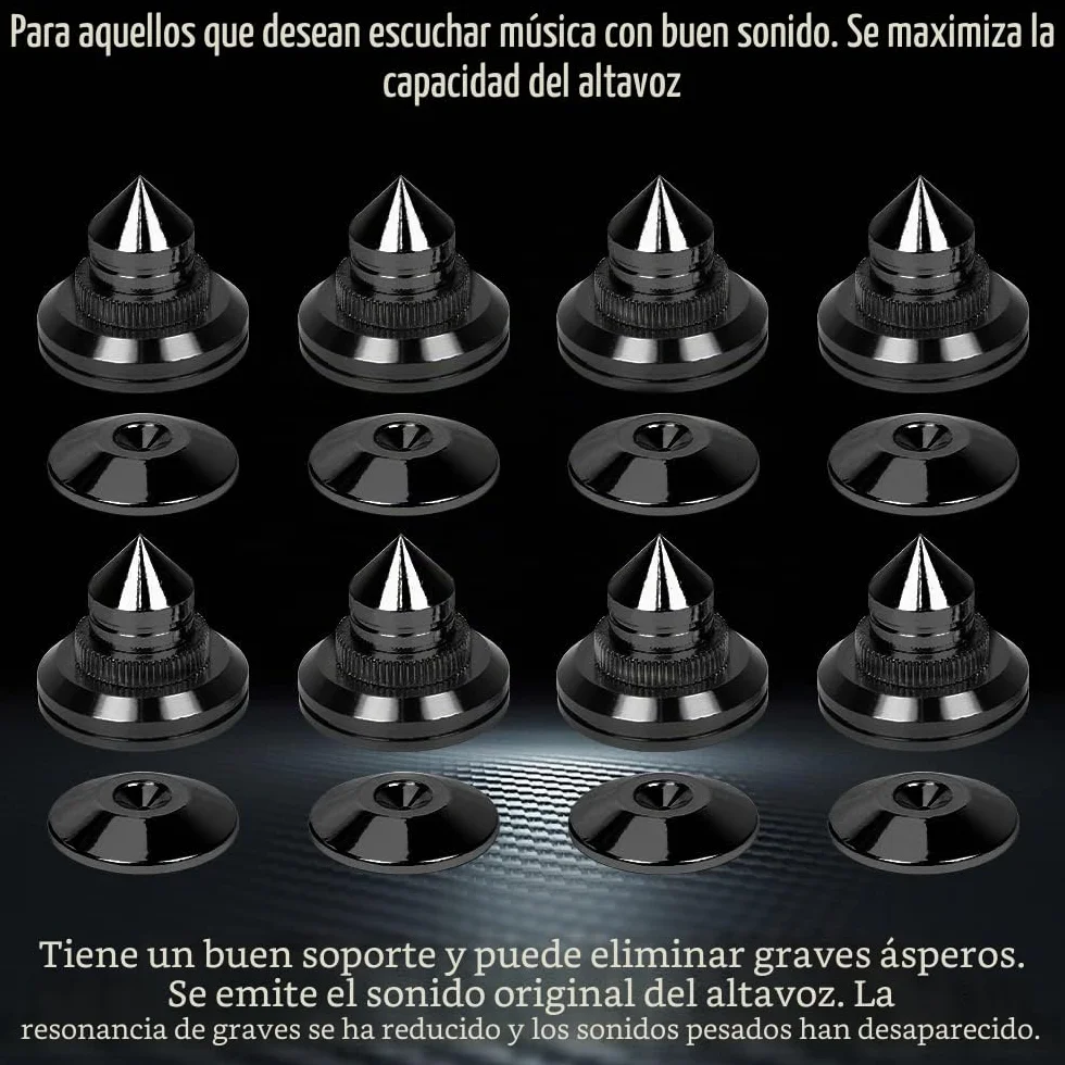 8 Picos de Aislamiento para Altavoces Puntas de Altavoz de Aleación de Almohadilla de Base de Choque del Altavoz Pinchos para Altavoces, Negro