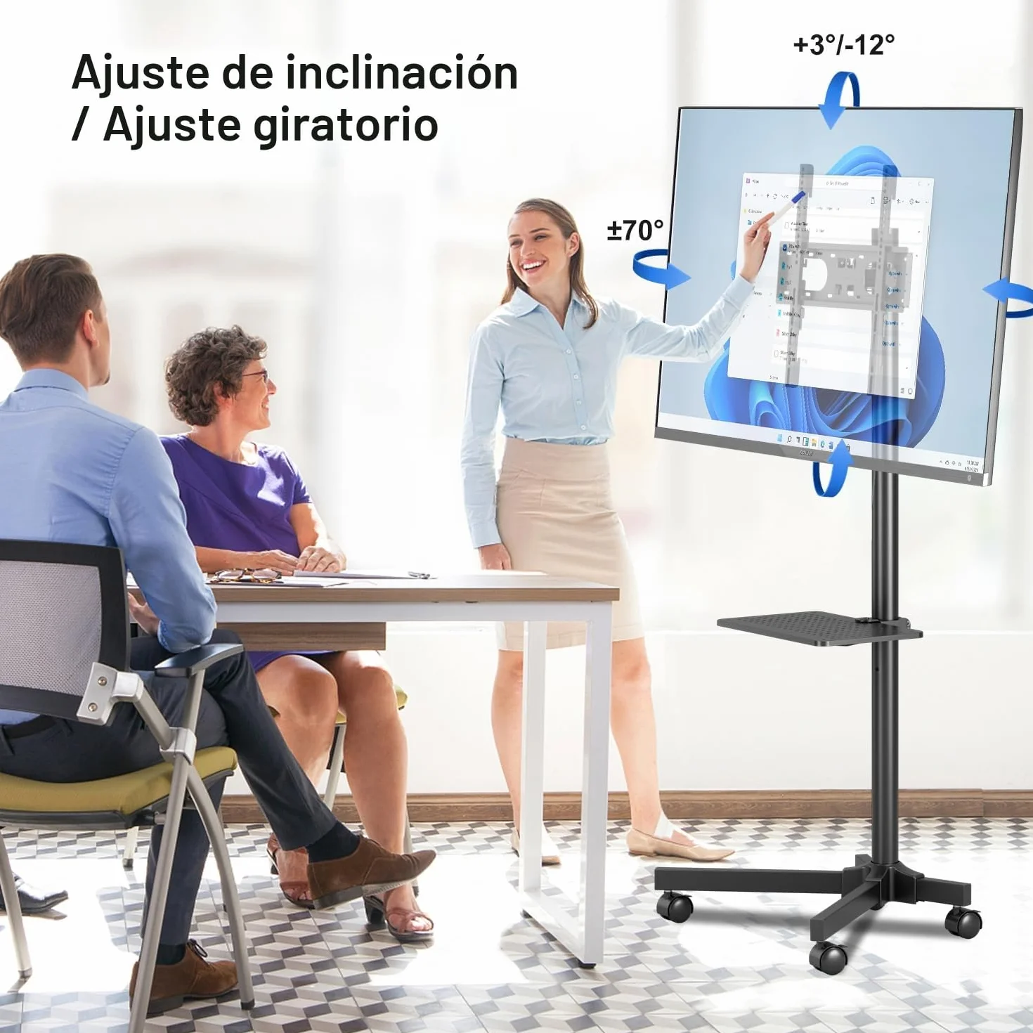 Suptek Soporte TV Ruedas Pie para TV 21-60 Pulgadas LCD LED Plasma 35KG VESA 400x400mm Ajustable Inclinación