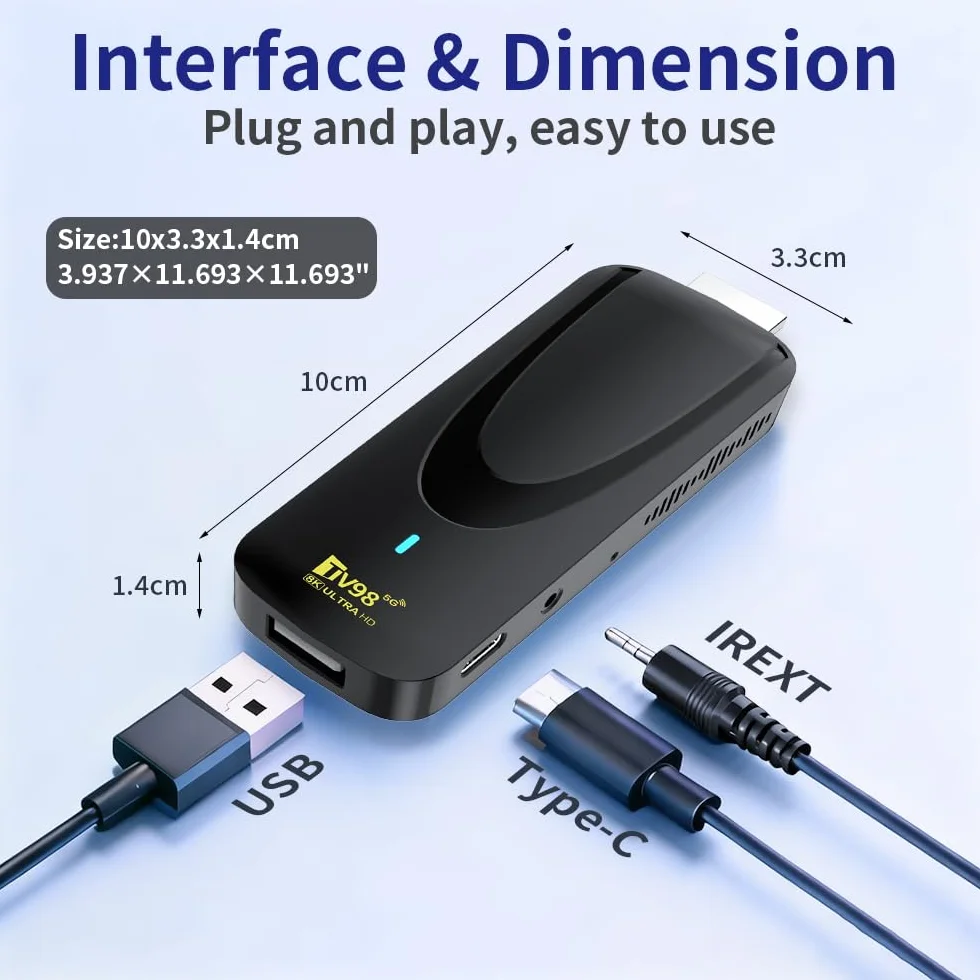Android TV Stick 4K Ultra HD HDMI, Convierte tu TV en Smart TV, WiFi Dual Band, Bluetooth 5.0, 2GB RAM + 16GB ROM, Streaming Multimedia y Apps Android..