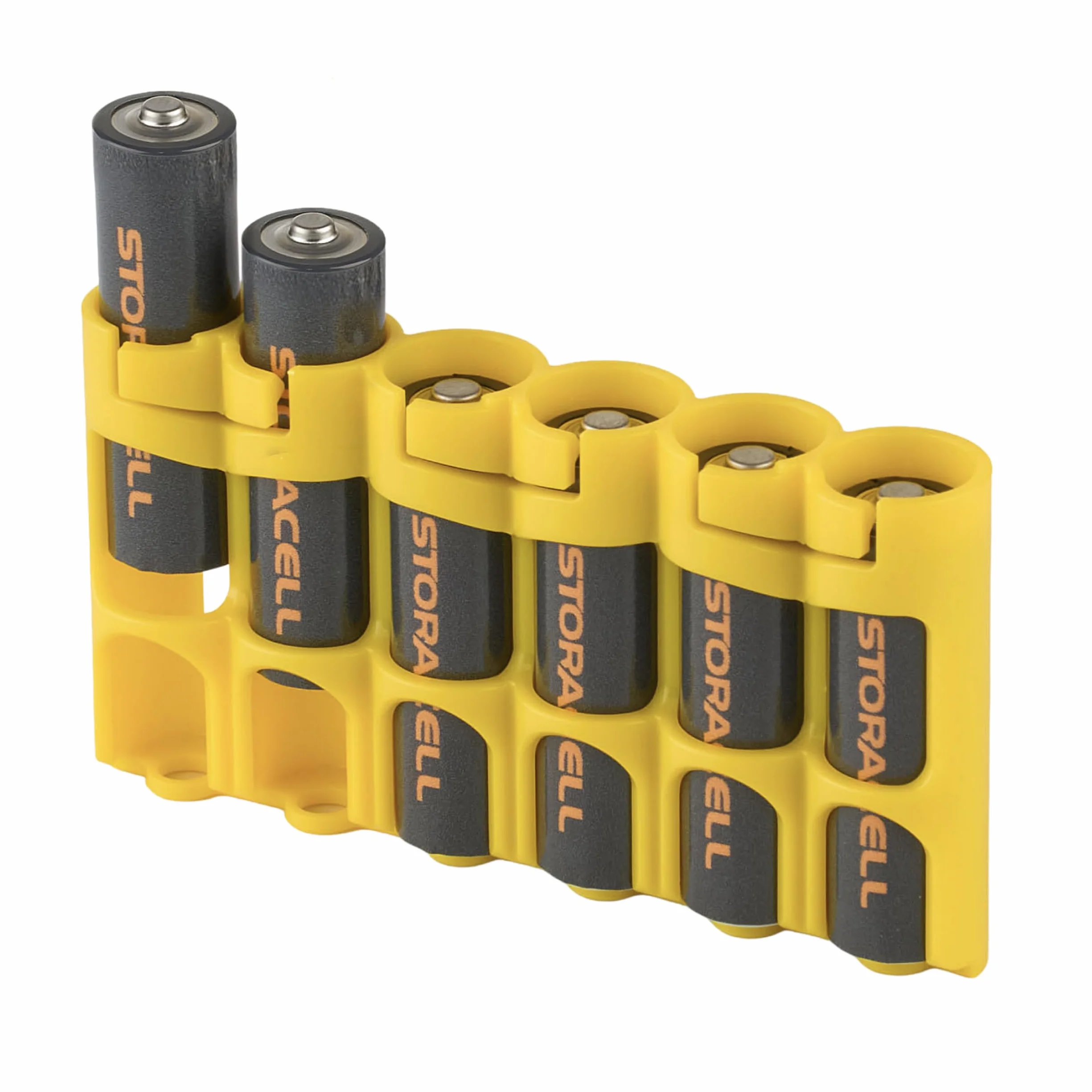 Storacell Organizador de almacenamiento de pilas AA, amarillo, capacidad para 6 pilas (no incluidas)
