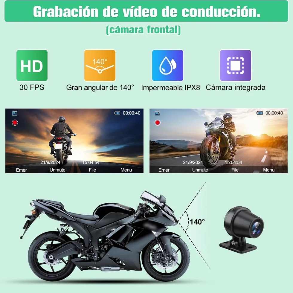 AWESAFE 6.25" GPS Moto Pantalla con Advertencia de Presión de Neumáticos/Cámara Frontal/Bluetooth/GPS/Siri/Asistente de Go0gle/Resistente Al Agua IPX8,Pantalla Moto Carplay y Android Auto Inalámbrico