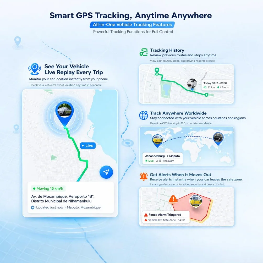 Localizador GPS para Coches, 90 Días en Espera 6000mAh, Alarma Antirrobo, Seguimiento Global