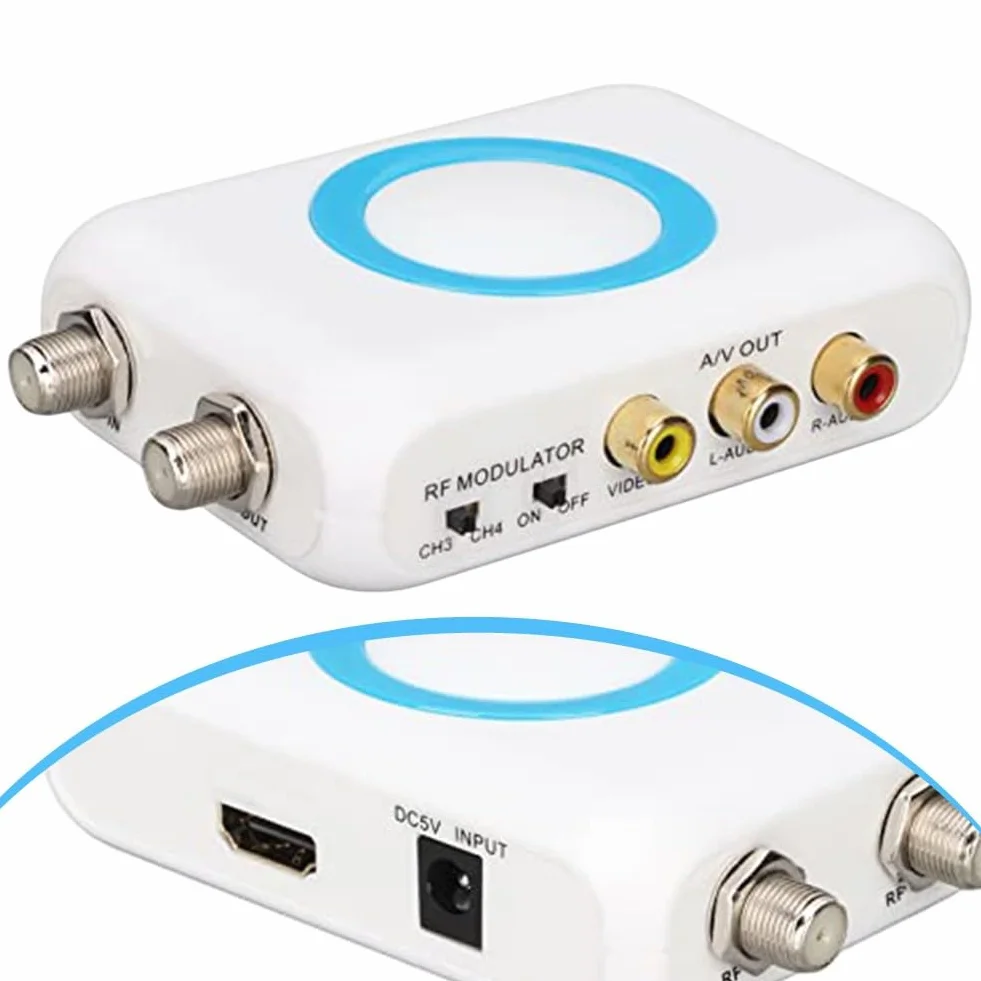 Modulador HD para PAL NTSC, convertidor RF 1080P con entrada HDMI y salida AV/RF, diseño compacto para uso doméstico multimedia TV