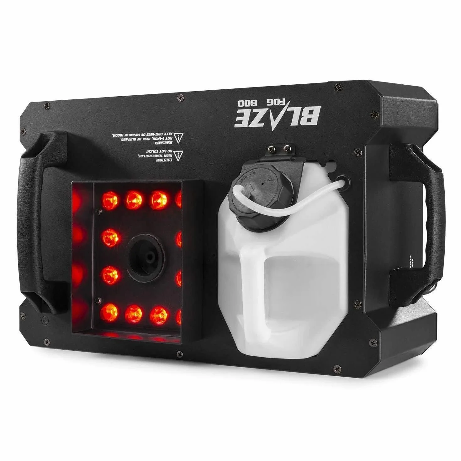 BeamZ BLAZE800 máquina de humo profesional 800W con 12 LED RGBA, control DMX 8 canales, doble emisión vertical/horizontal, tanque 2,8L, mando a distancia incluido