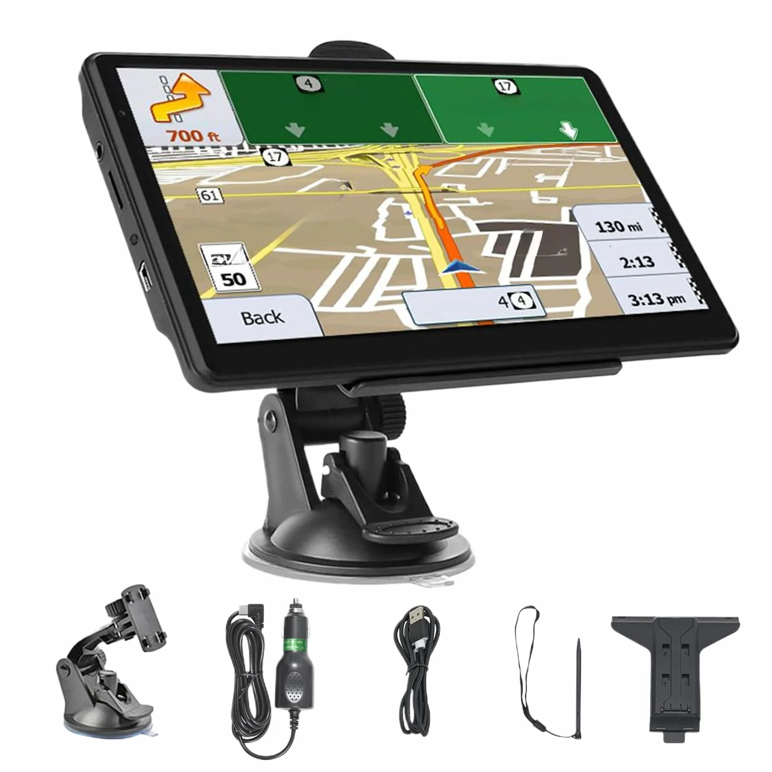 Navegador GPS para Coche,Navegación para Coche 7 Pulgadas (17.8 cm) | Pantalla Táctil con Mapas Inteligentes Dispositivo Portátil para Viajes Largos Carretera Camiones Autocaravanas