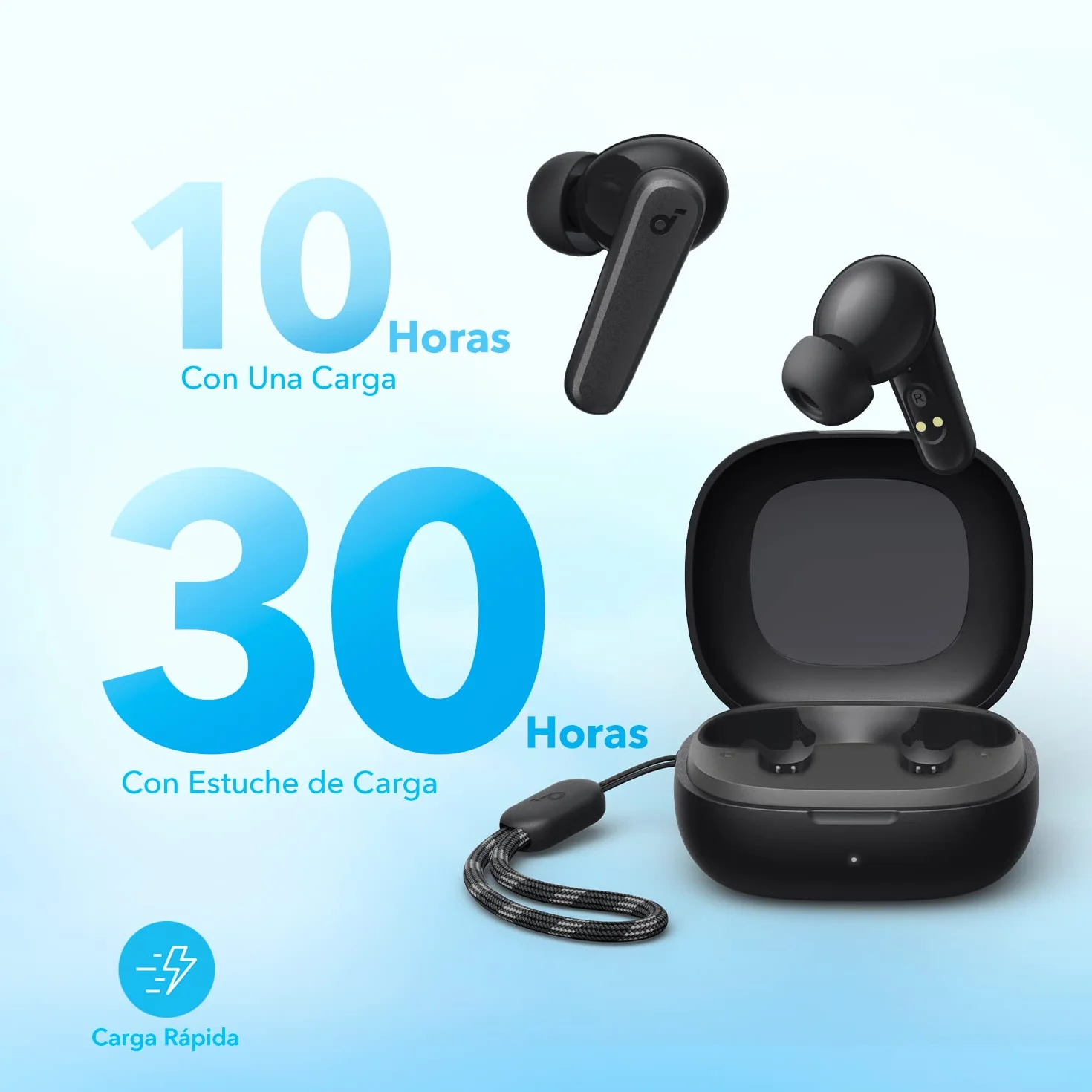 Soundcore by Anker P20i Auriculares inalámbricos Bluetooth 5.3, 10mm, Big Bass, 30H, IPX5, 2 micrófonos, EQ Personalizado