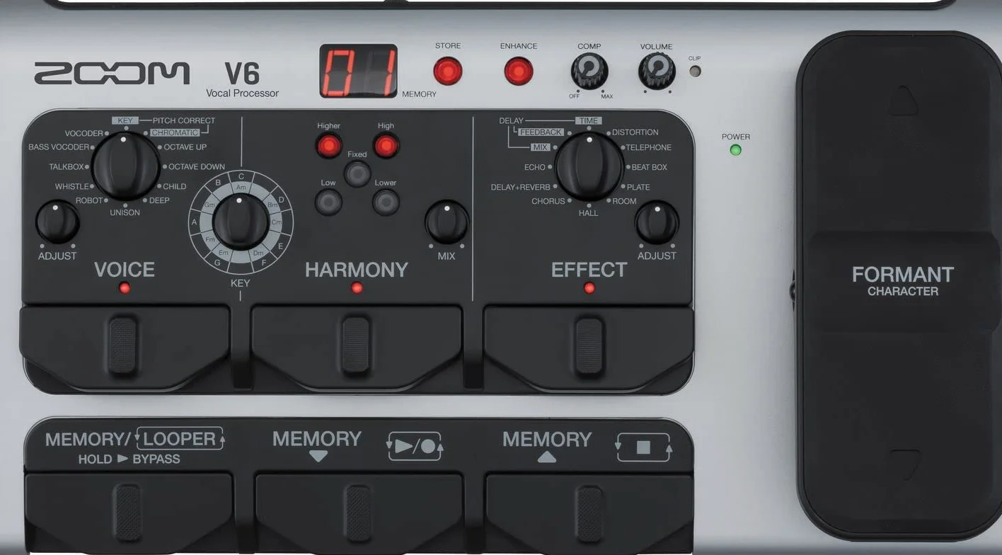 Zoom V6-SP Procesador de voz, pedal de efectos vocales, Formant Pedal, armonizador, looper, 10 efectos, para estudio y actuaciones en directo