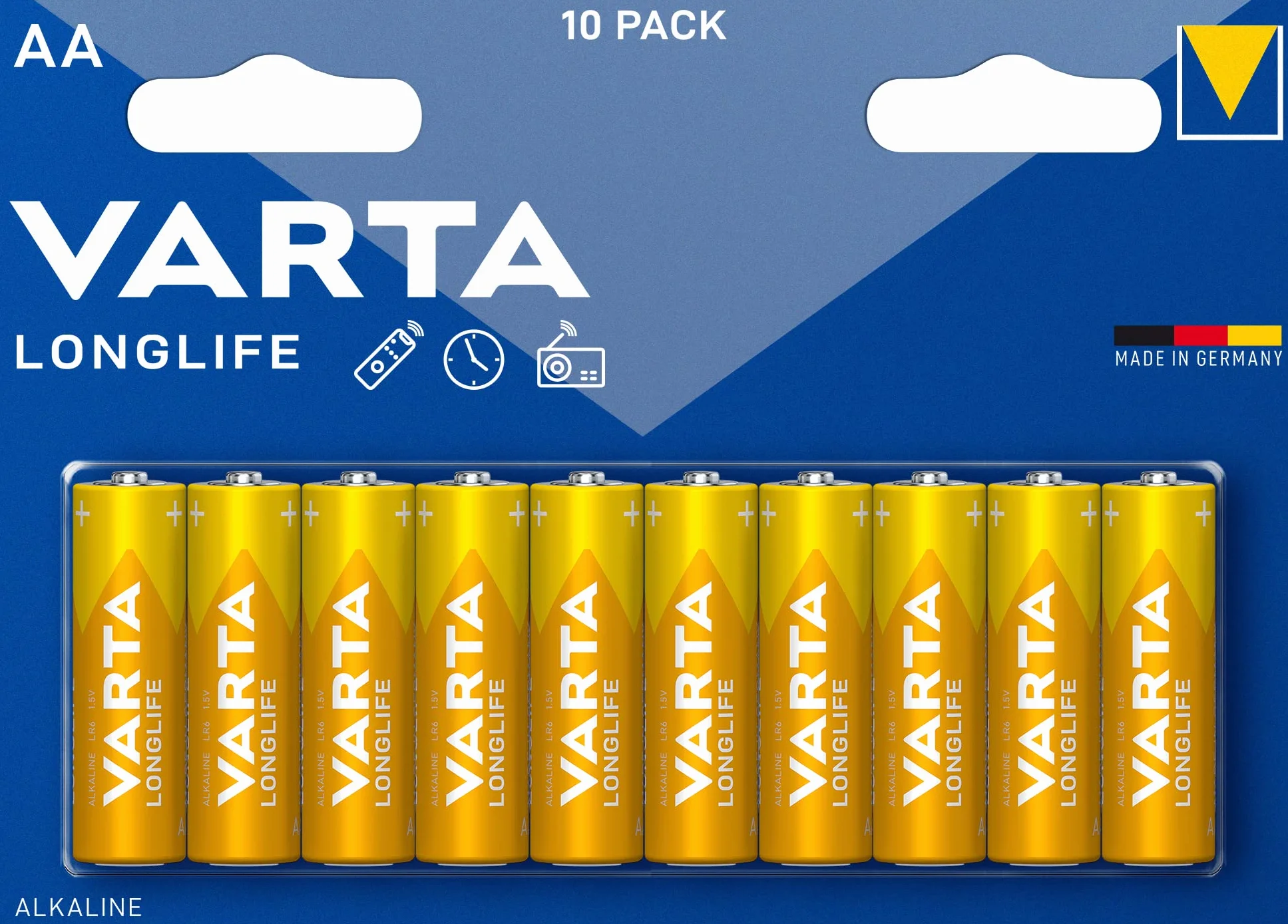 Varta Longlife Power AA Mignon LR06 pilas alcalinas 10 unidades Made in Germany