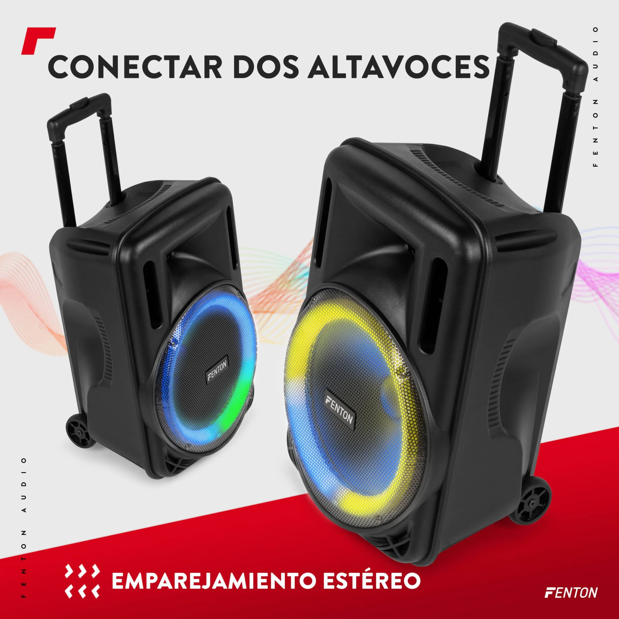 Fenton FT12LED MK2 – Altavoz Bluetooth Grande Potente 700W con micrófono Bluetooth inalámbrico, woofer 12", Altavoz portátil Bluetooth Potente con USB, Karaoke y batería Color Negro