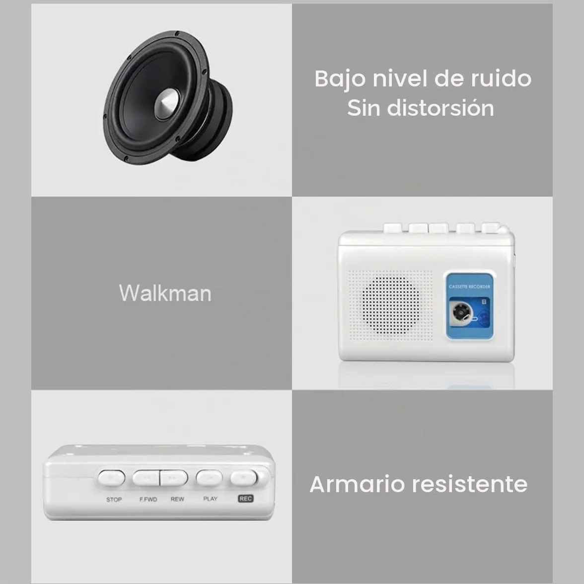 TOMASHI Walkman Grabadora de Cinta portátil con Altavoz Integrado micrófono