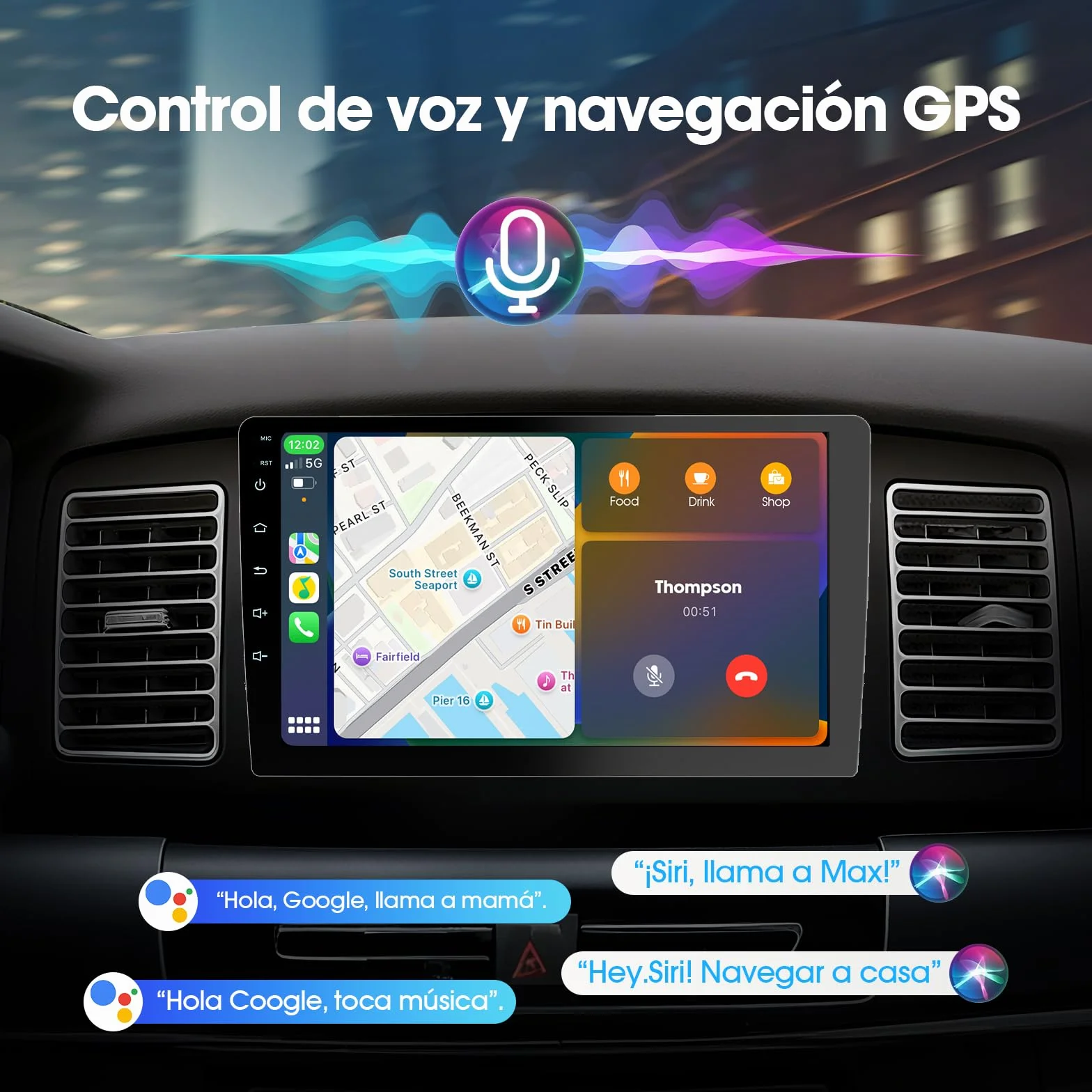 Haudio 2 DIN Coche Radio con Apple Carplay Inalámbrico & Android Auto, 9 Pulgadas IPS Pantalla con Trasera Cámara, GPS, Mirror Link, Radio SWC/Am/FM Adecuada Mayoría Coches 4+64GB(Actualizar CPU)