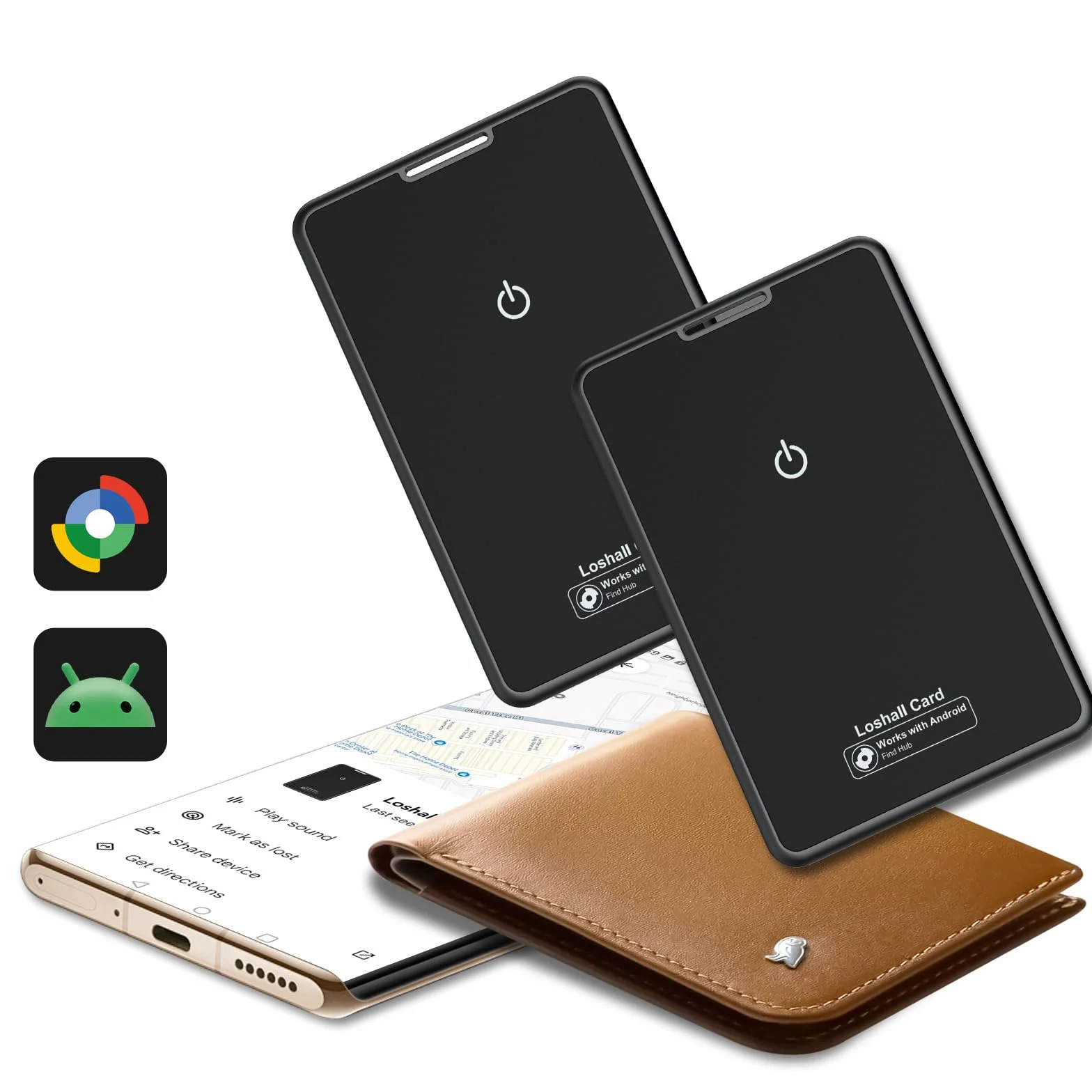 2026 Bluetooth 5.4 Wallet Smart Tracker Card 2 Pack 1.6mm IP68 Impermeable Localizador Bluetooth Google Find Hub Negro