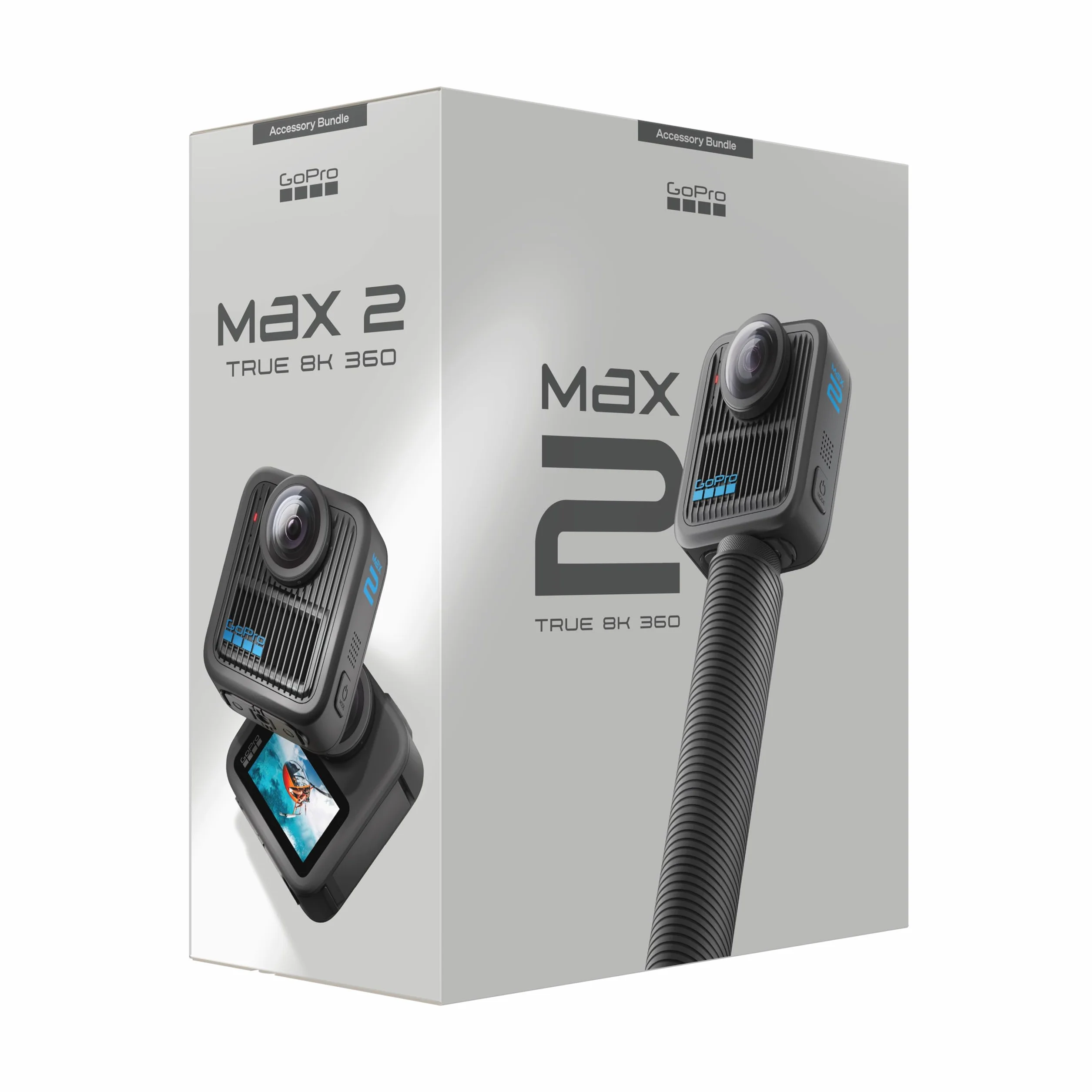 Paquete GoPro MAX2 + Accesorios: Incluye Poste de extensión de 1,2 m (4 pies), 2 baterías Enduro de 1960 mAh y Tarjeta microSD SanDisk de 64 GB