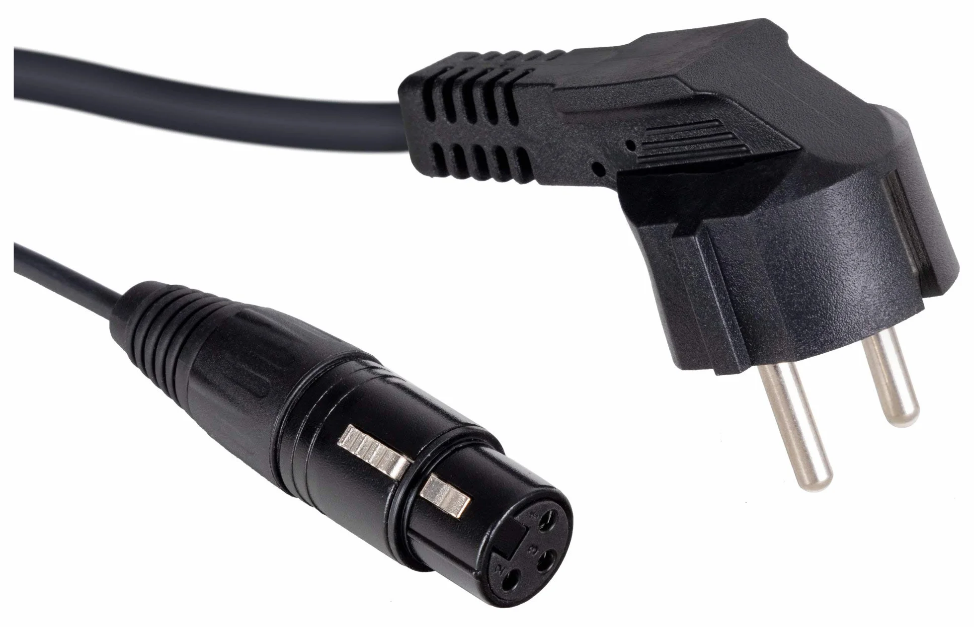 Pronomic Stage EUPPX-10 Cable Híbrido Euro/Powerplug/XLR Juego de 2 - Longitud: 2,5 m - Cable combinado para altavoces activos - Alimentación y señal en uno - Compatible con Powercon/Schuko - negro