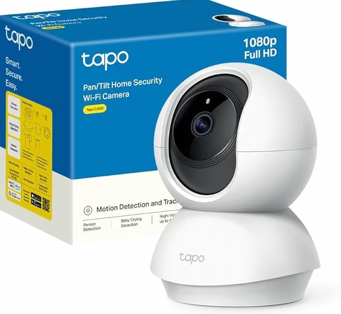 Tapo C200C Cámara IP Wi-Fi 360° FHD 1080p Visión Nocturna Detección de Movimiento SD Alexa