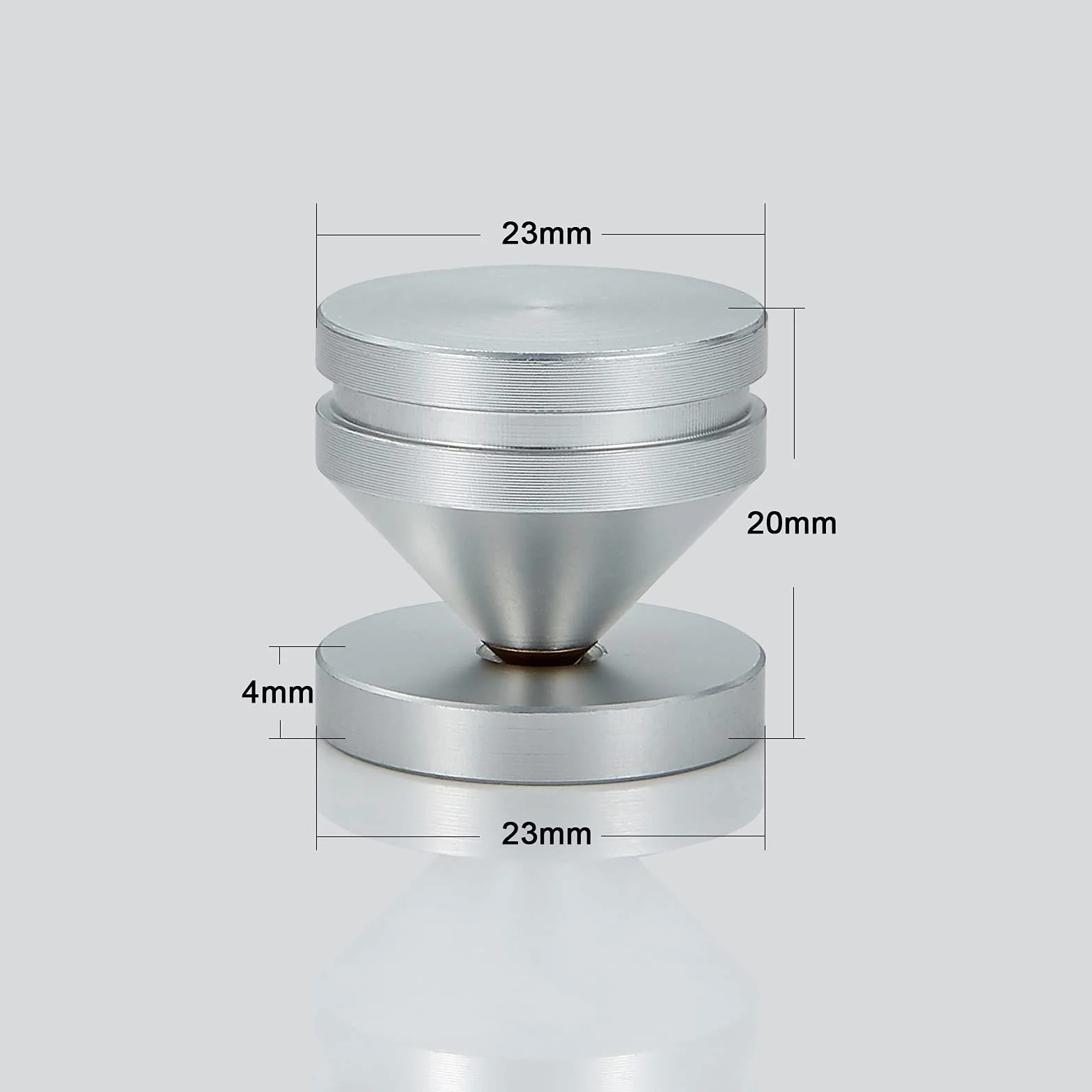 Puntas de desacoplo para Altavoces, Soportes de Altavoz para CD Audio Subwoofer, 8 Piezas Spikes de desacople HiFi con 16x Almohadillas Adhesivas, Plata