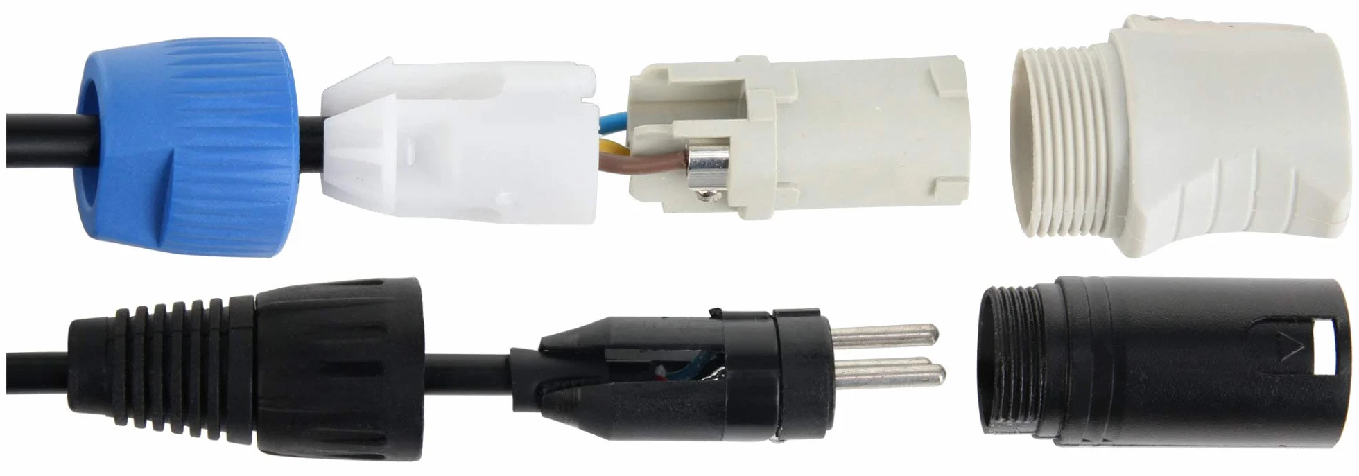 Pronomic Stage PPD-5 Cable Híbrido Powerplug/DMX Set de 10 - Cable combinado para alimentación y señal DMX - Sin enredos al conectar efectos de luz - Longitud: 5 m - Negro