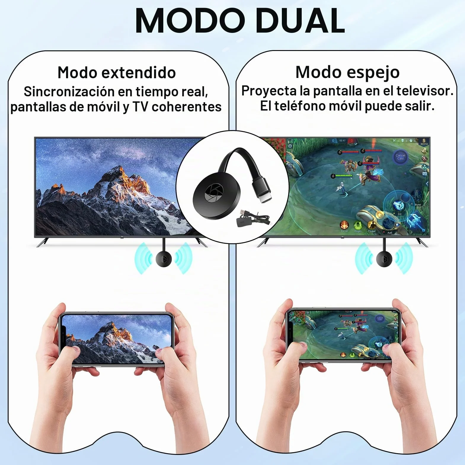 Chromecast, dispositivo Chromecast para TV, adaptador de pantalla inalámbrico WiFi, adaptador de pantalla HDMI inalámbrico 4K para TV, compatible con Android/iOS/Windows/Mac/proyector
