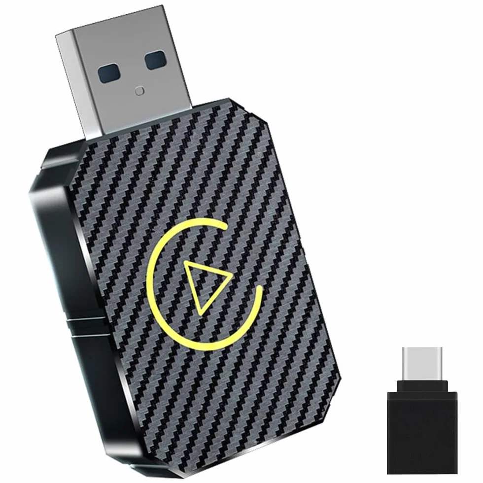 Adaptador Carplay Inalambrico, 2 en 1 Carplay Coche Convierte Cable a Inalámbrico, Plug & Play Car Play Inalámbrico, Mini USB Wireless CarPlay Adapter Compatible iOS 10+ y Coches a Desde 2016