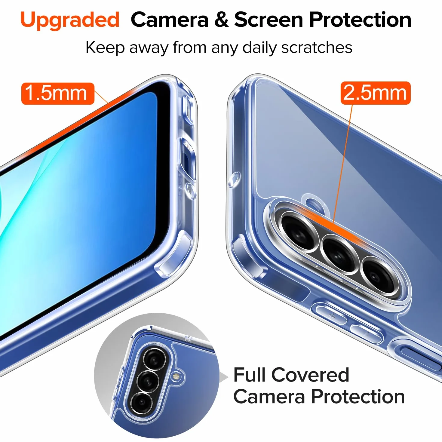 ivoler Anti-Amarillo Clara Funda para Samsung Galaxy A17 4G / 5G con 2 Piezas Cristal Templado, [Protección Militar] Carcasa Protectora Antigolpes Antiarañazos Transparente Bumper Case
