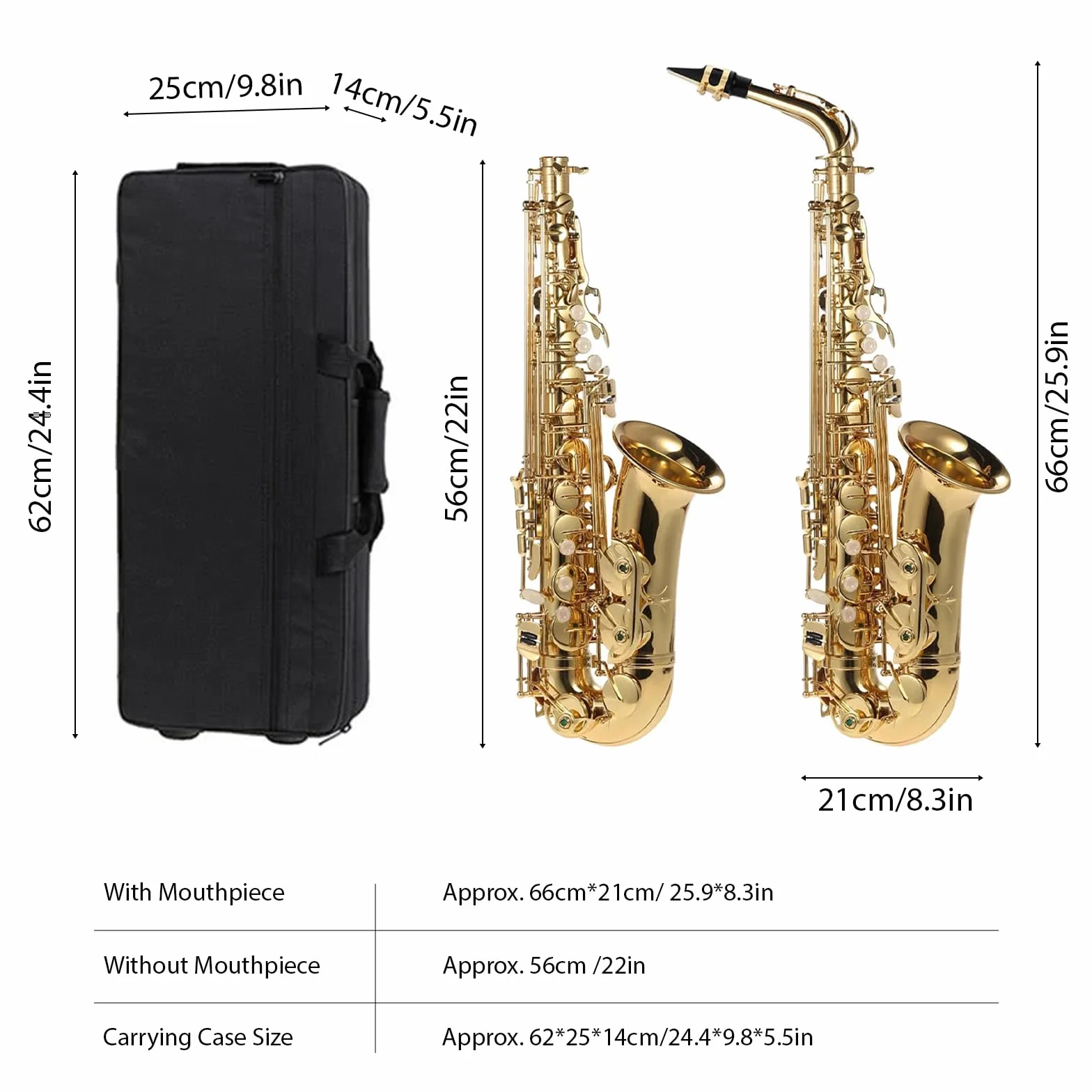 ACAGALA Eb Saxofón Alto Latón Lacado Oro E-Saxofón E 802 Toneladas Instrumento de Viento Madera con Cepillo de Limpieza Paño Guantes, Correa Funda Acolchada