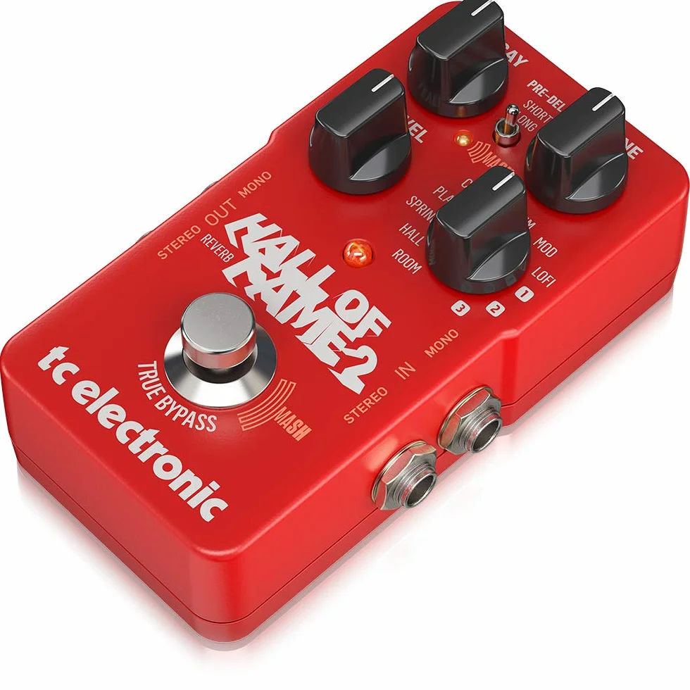 Pedal de reverberación icónico TC Electronic HALL OF FAME 2 REVERB con interruptor de pie MASH innovador y efecto Shimmer