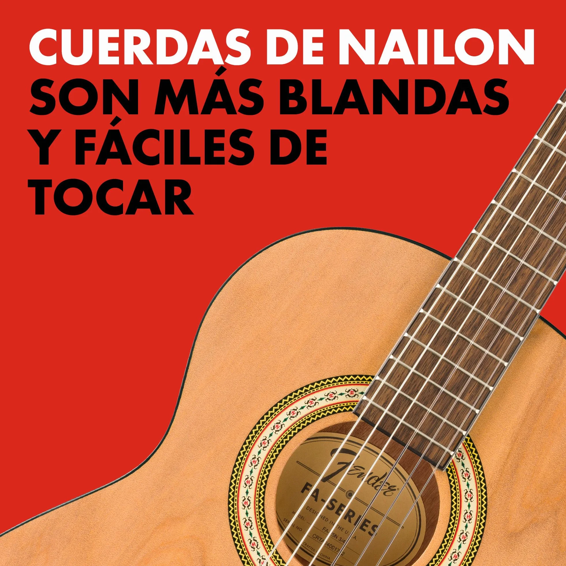 Fender FA-25N Guitarra Acústica de 3/4 Tamaño Con Cuerdas de Nylon, Para Principiantes, 2 Años de Garantía, Perfecta Para Niños, Fácil en los Dedos, Natural