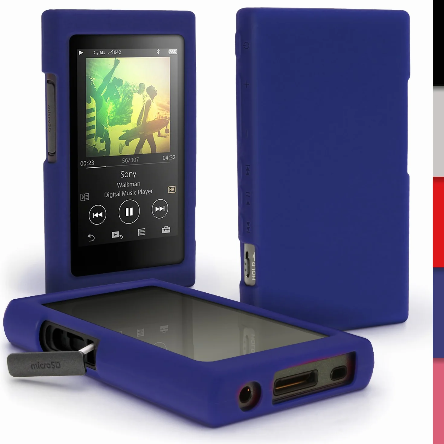 igadgitz Azul Funda Carcasa Silicona Case para Sony Walkman NW-A35 NW-A40 NW-A45 Reproductor de MP3 + Protector de pantalla