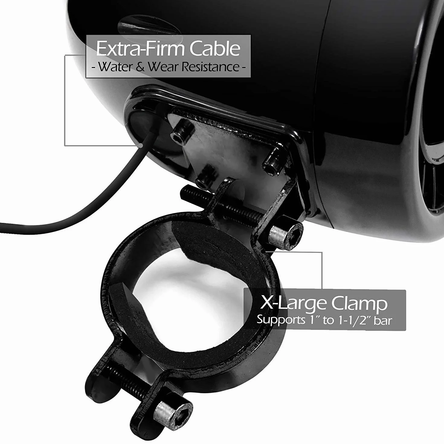M150 Sistema de Audio con Amplificador de Moto con AUX, MP3, Radio FM, 4 Pulgadas de Altavoces estéreo Bluetooth Impermeables para Motocicletas ATV UTV RZR (Negro, Ventilador)