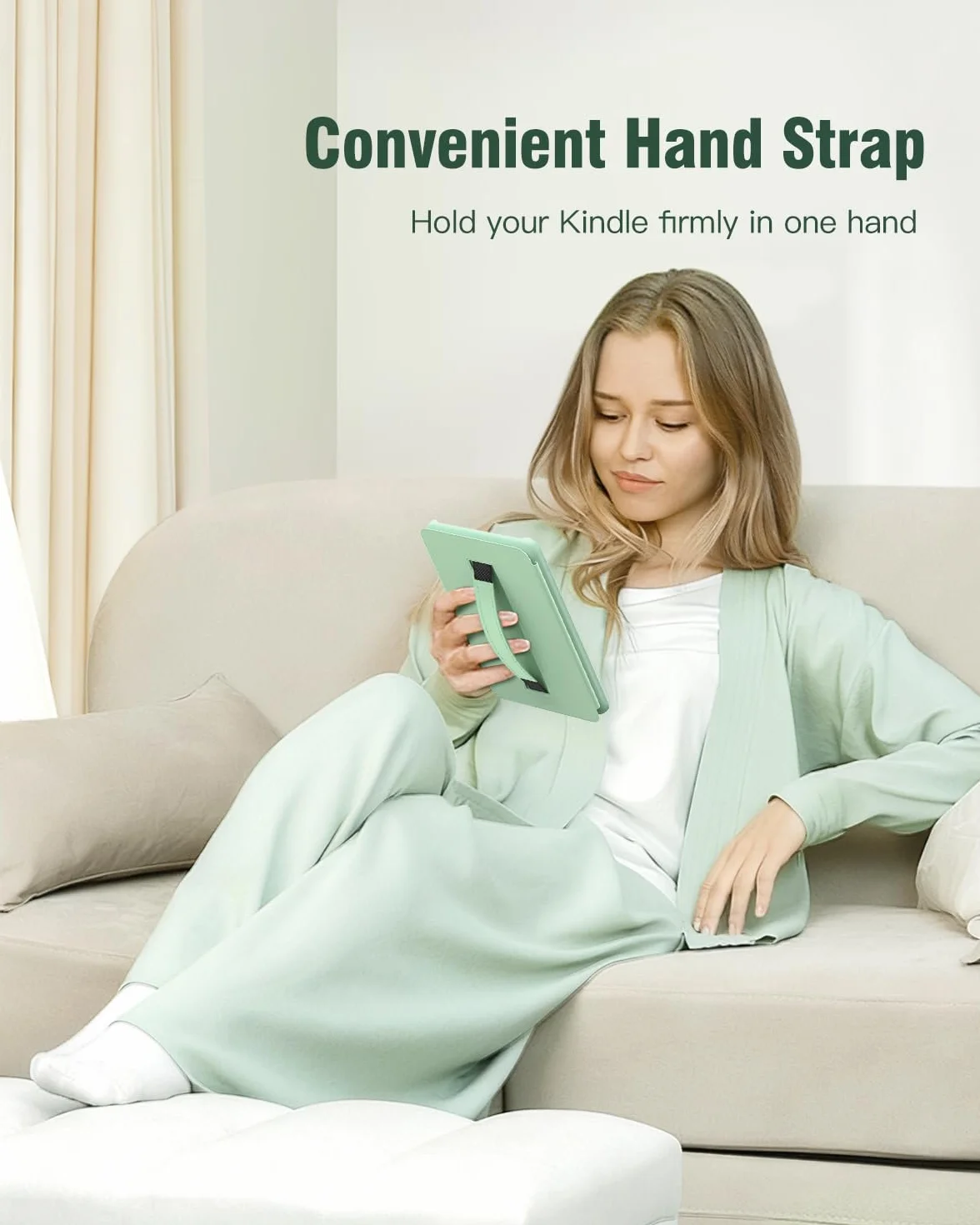 MoKo Funda para Kindle 11ª Generación 2024/2022 6", Agave Verde, con Correa de Mano