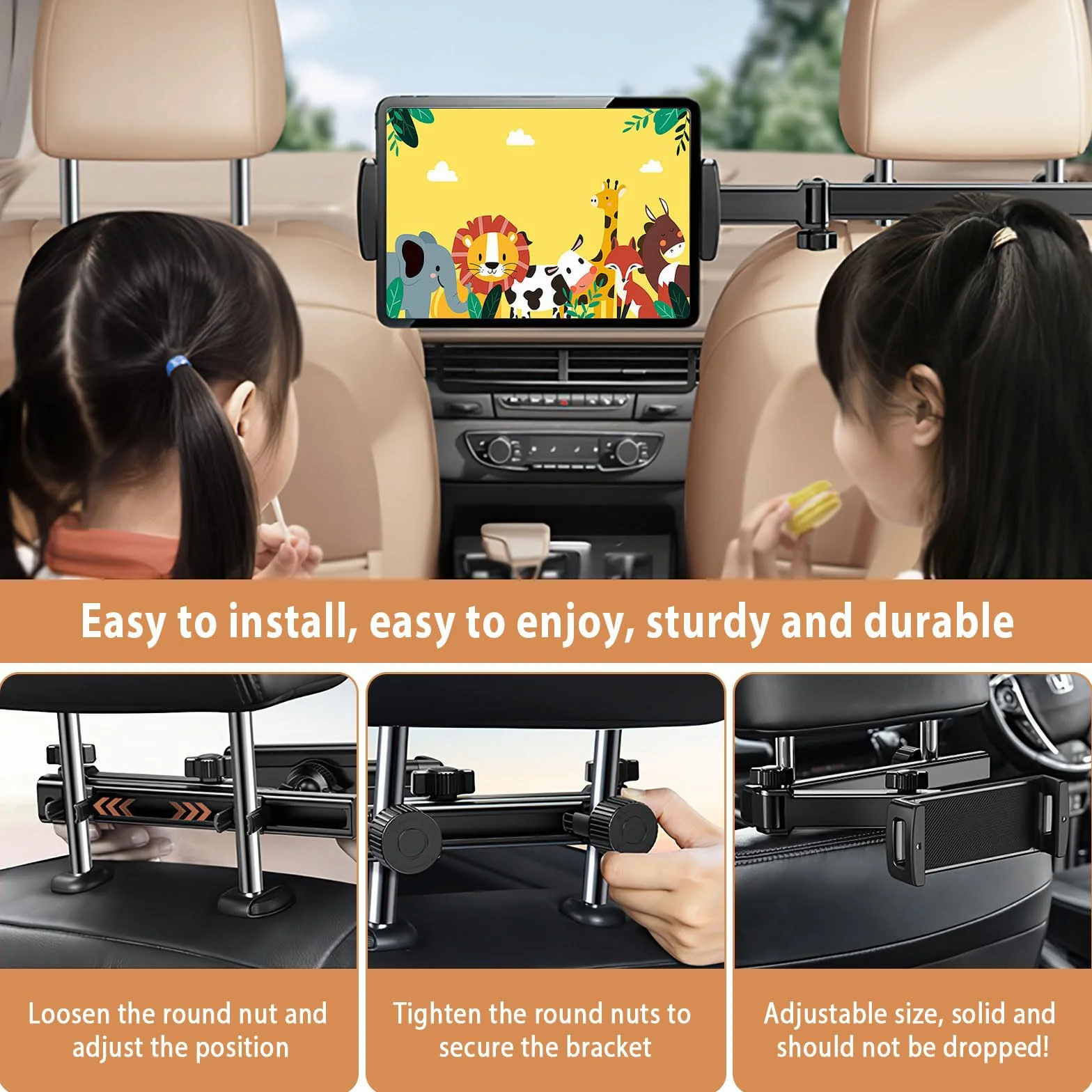 Soporte Tablet Coche Extensible, Soporte Extensible para Tablet Móvil Soporte Reposacabezas Asiento Trasero con Apoyo 360 Rotación para 4,7~31 Pulgadas de iPad y iPhone, Galaxy Tab, Huawei, Switch