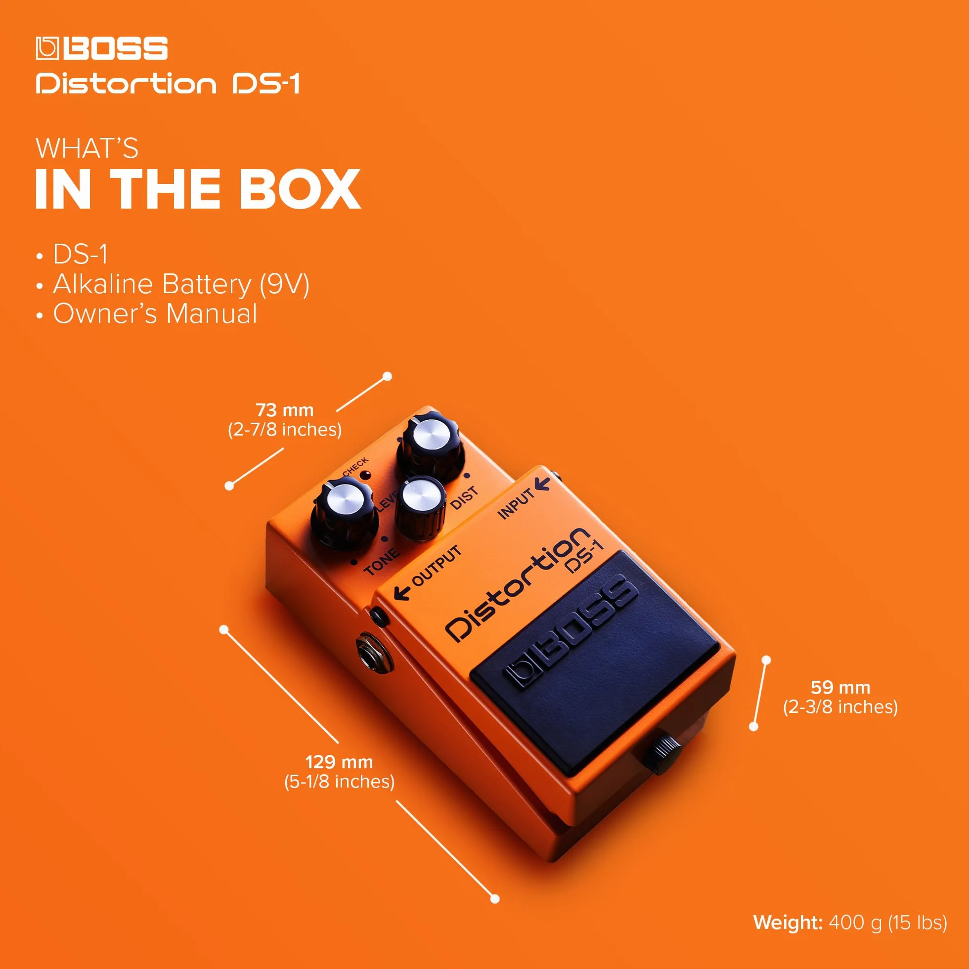 BOSS Pedal de distorsión DS-1 para guitarra