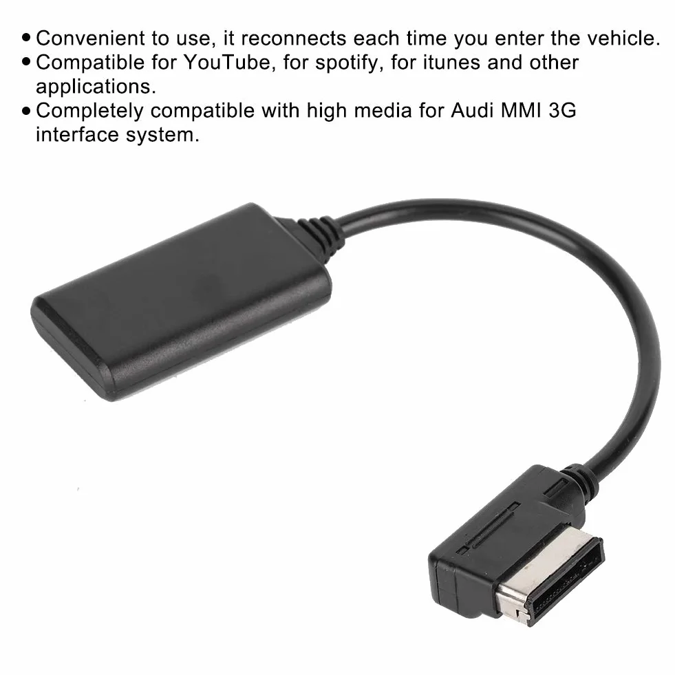 Aramox Cable de Audio, Bluetooth5.0 AUX Adaptador de Interfaz de m¨²Sica Cable de Audio Se Adapta a AMI MMI MDI, Negro