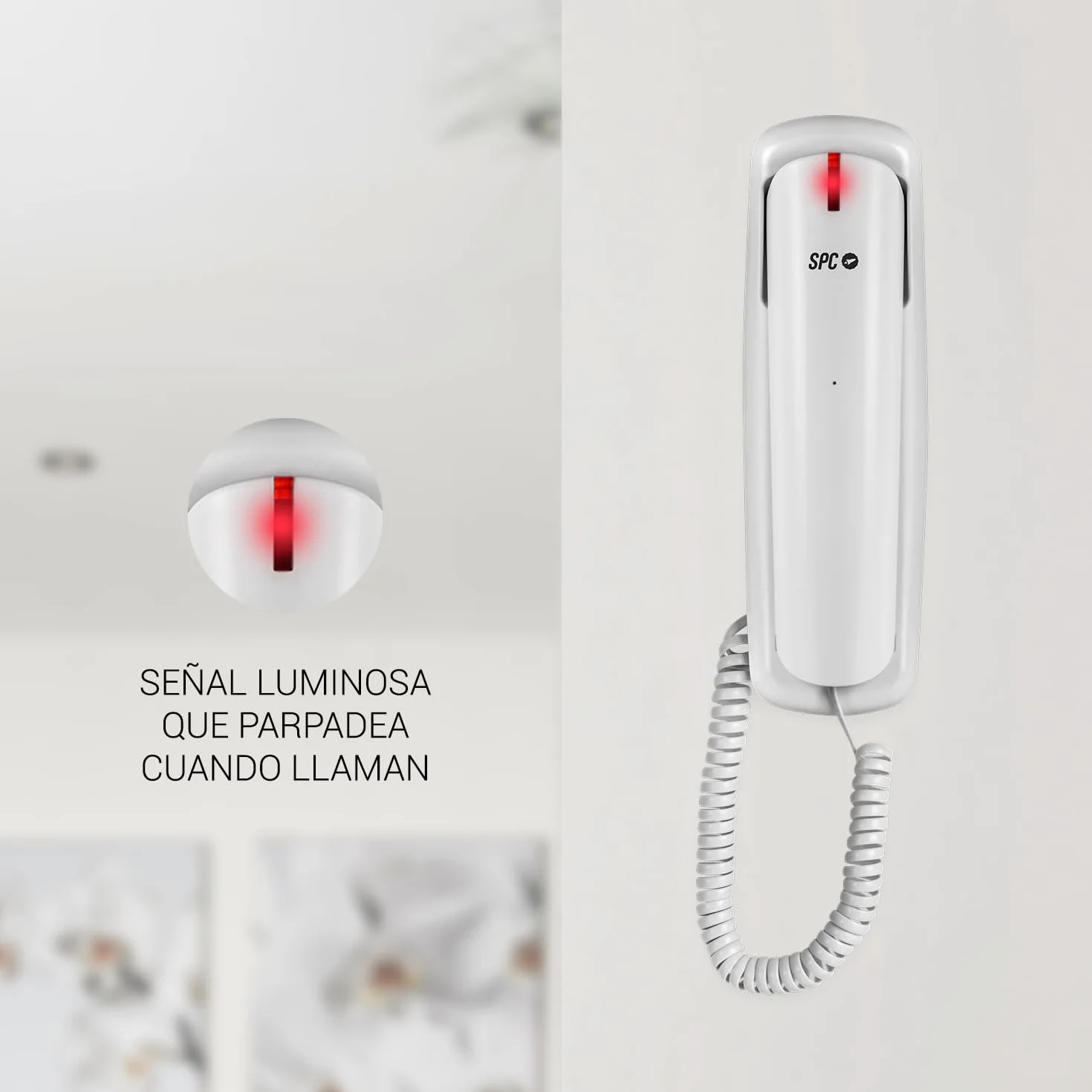 SPC Original Lite 2 Teléfono Fijo sobremesa Pared Compacto señal Luminosa 10 memorias indirectas Teclas Grandes rellamada Blanco