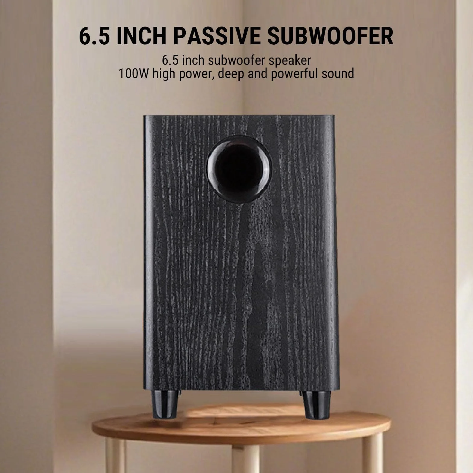 Subwoofer pasivo, Altavoz de subwoofer pasivo Independiente de 100 W y 6,5 Pulgadas, subwoofer de Cine en casa Plug and Play para Fiestas y Audio en el hogar