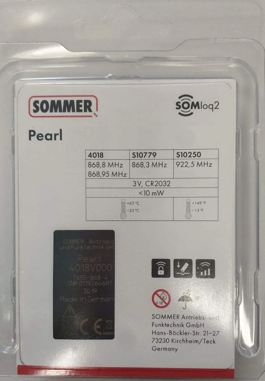 Mando a Distancia Original Sommer 4018 Pearl 868 MHz Rolling Code Puerta Garaje