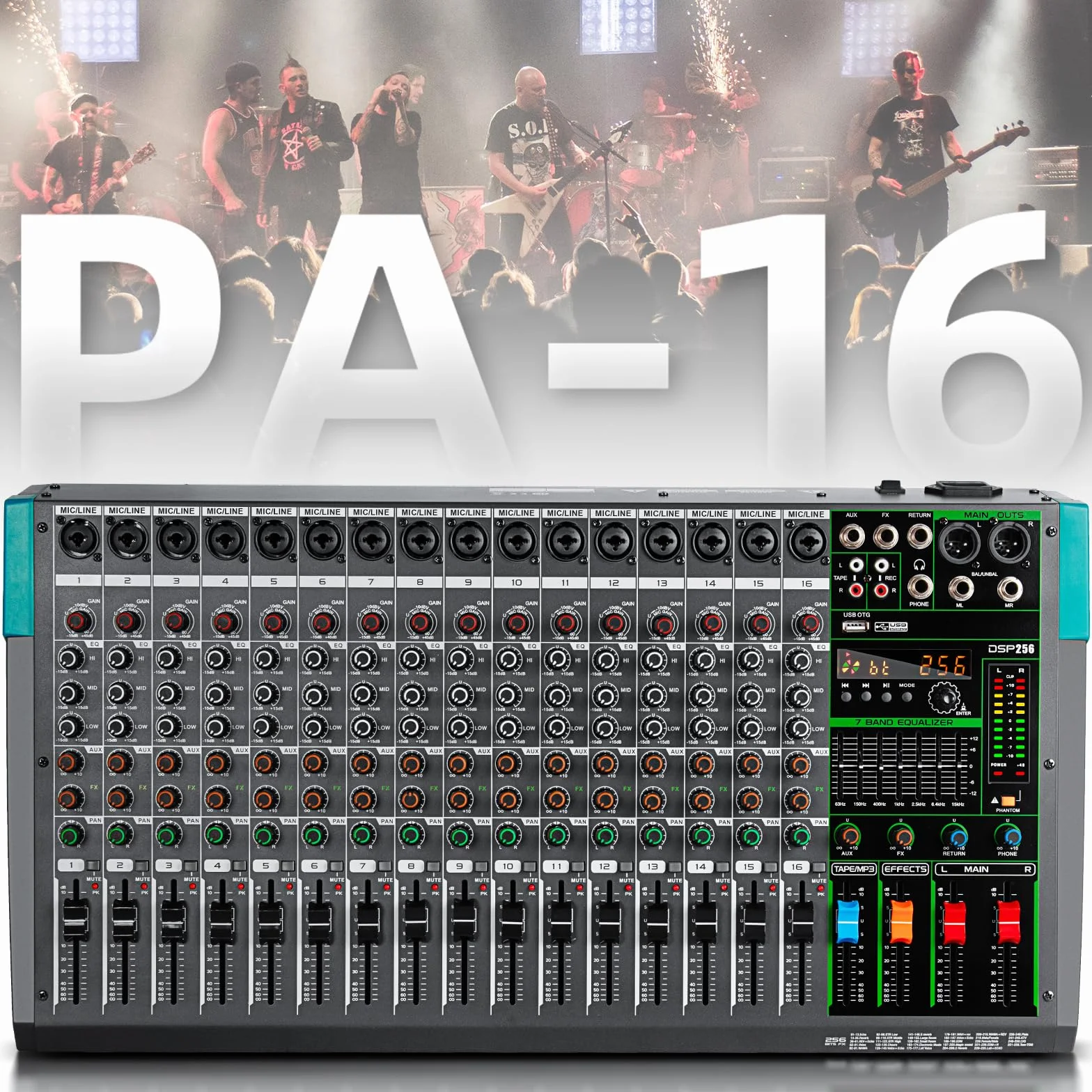 Depusheng PA16 mezclador profesional consola de interfaz de sistema de escritorio 16 canales digital USB Bluetooth MP3 48V alimentación fantasma incorporada 256 efecto de reverberación