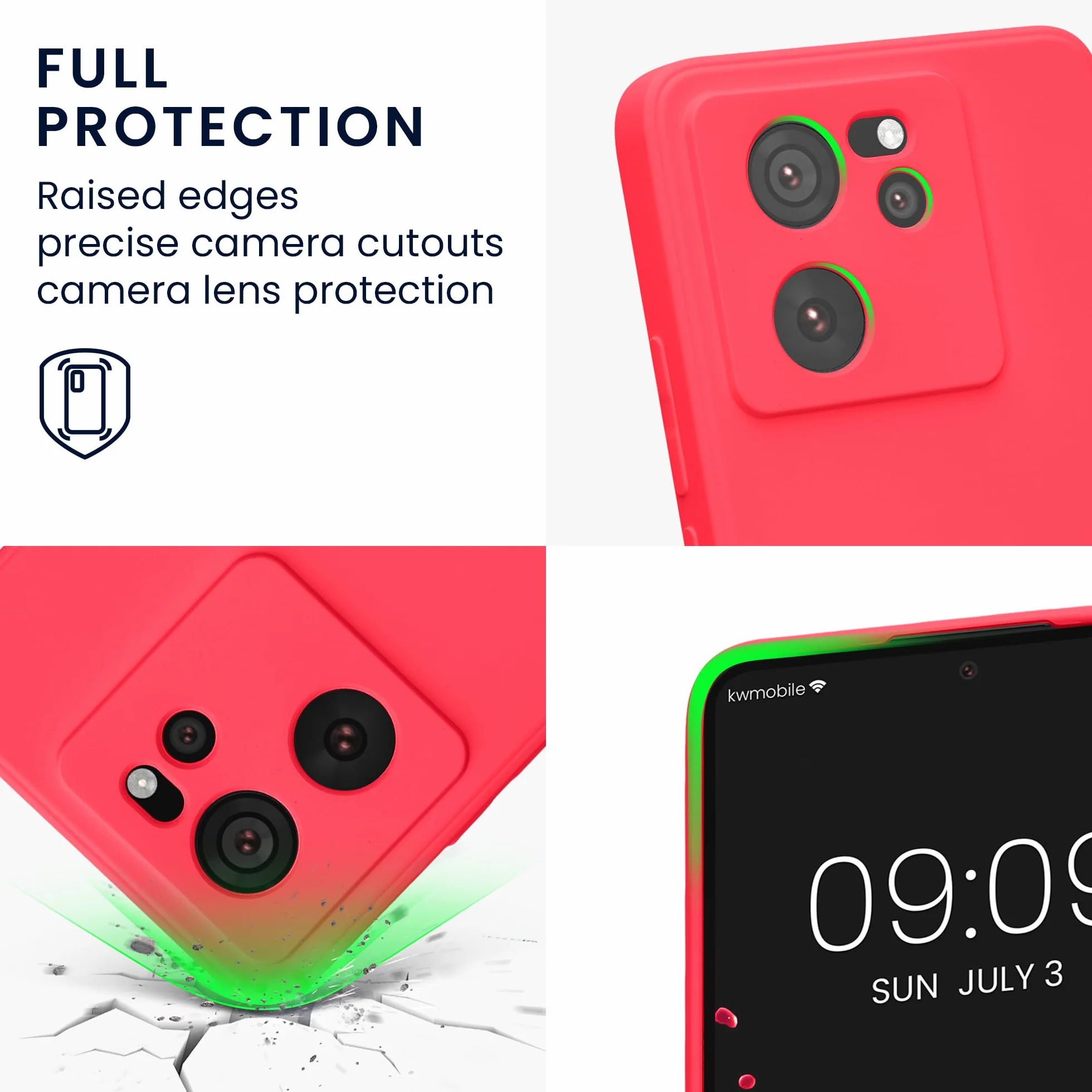 kwmobile Carcasa Compatible con Xiaomi 13T / 13T Pro Funda TPU Silicona Rosa neón
