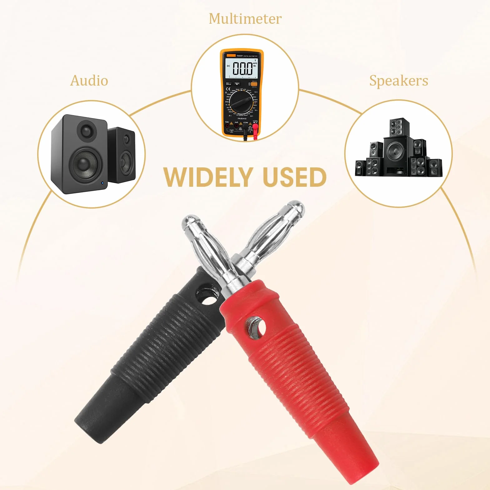 Conectores banana 4 mm 20 A tipo tornillo apilables sin soldadura rojo negro para altavoces