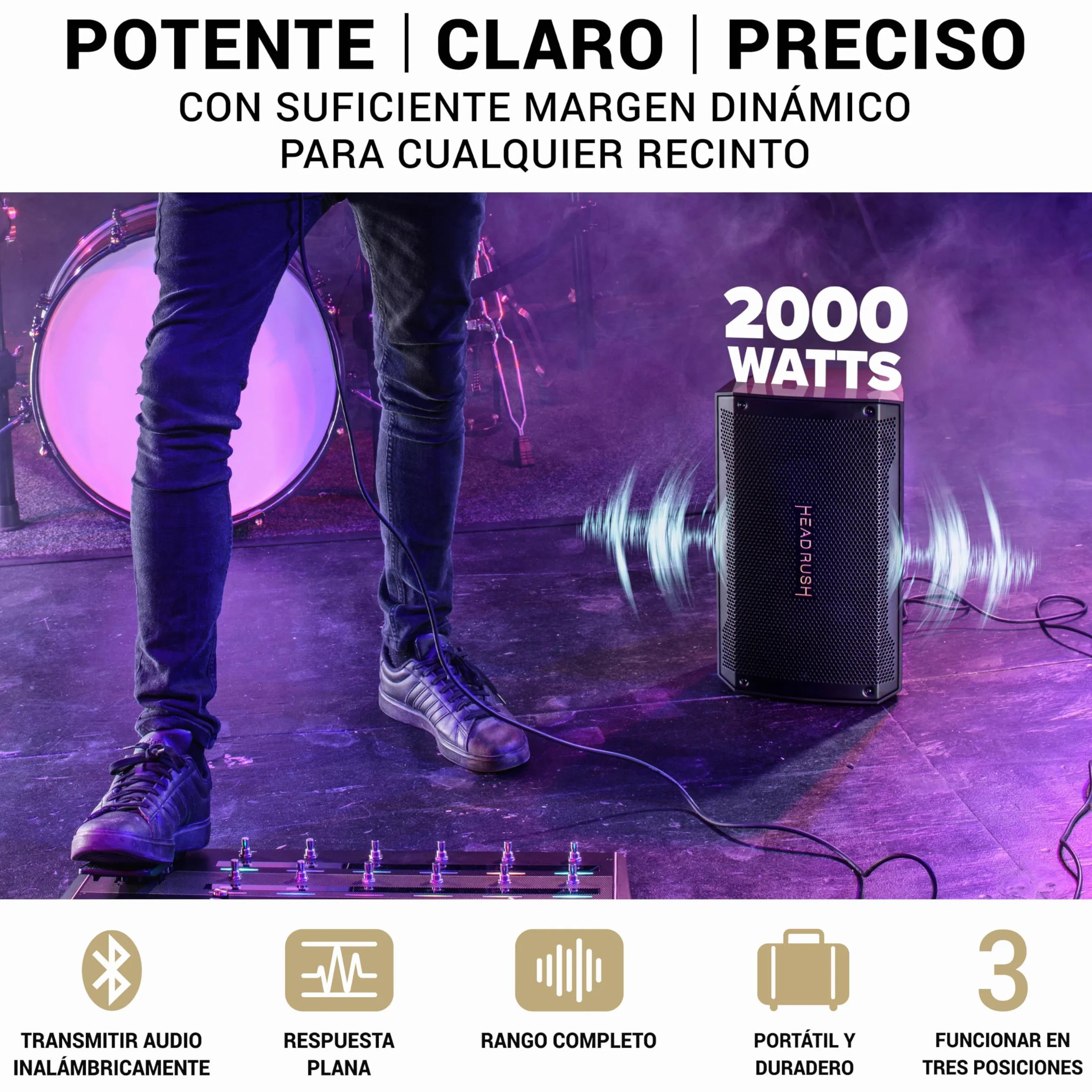 Headrush FRFR108 MKII - Ampli para Guitarra/bajo 2000W, Altavoz Bluetooth Rango Completo y Respuesta Plana y 8" para procesadores de Modelado y Multi-FX