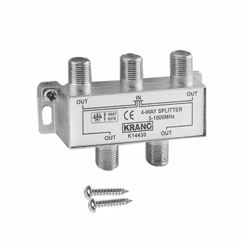 Divisor de 4 vías 5-1000MHz, Ideal para Dividir señal, amplificación y distribución en Sistemas de TV y Audio.