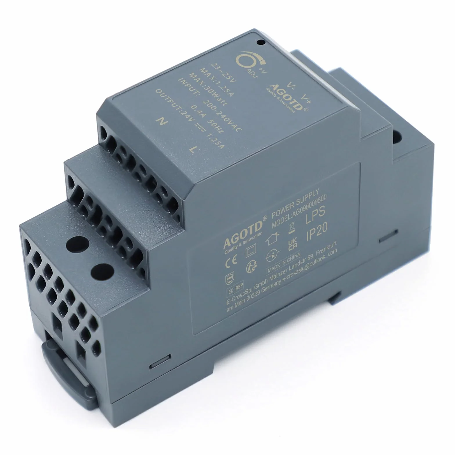 Fuente de alimentación para riel DIN 30W 24V 1.25A Transformador de 24V para sistemas de montaje en riel DIN