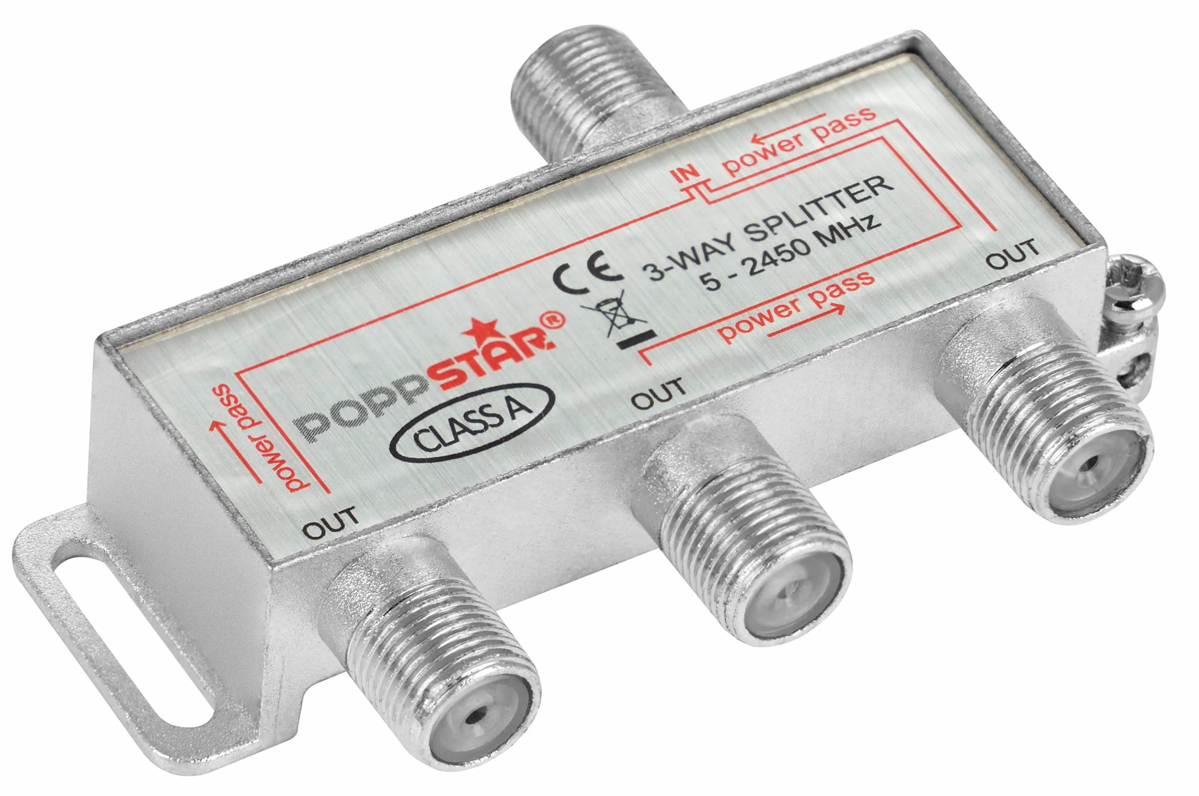 Poppstar Satellite Splitter TV de Tres Salidas para Analógico, Digital, Unicable, HD, 4K, Mezclador Satelite para Cable, TV, Radio, LNB