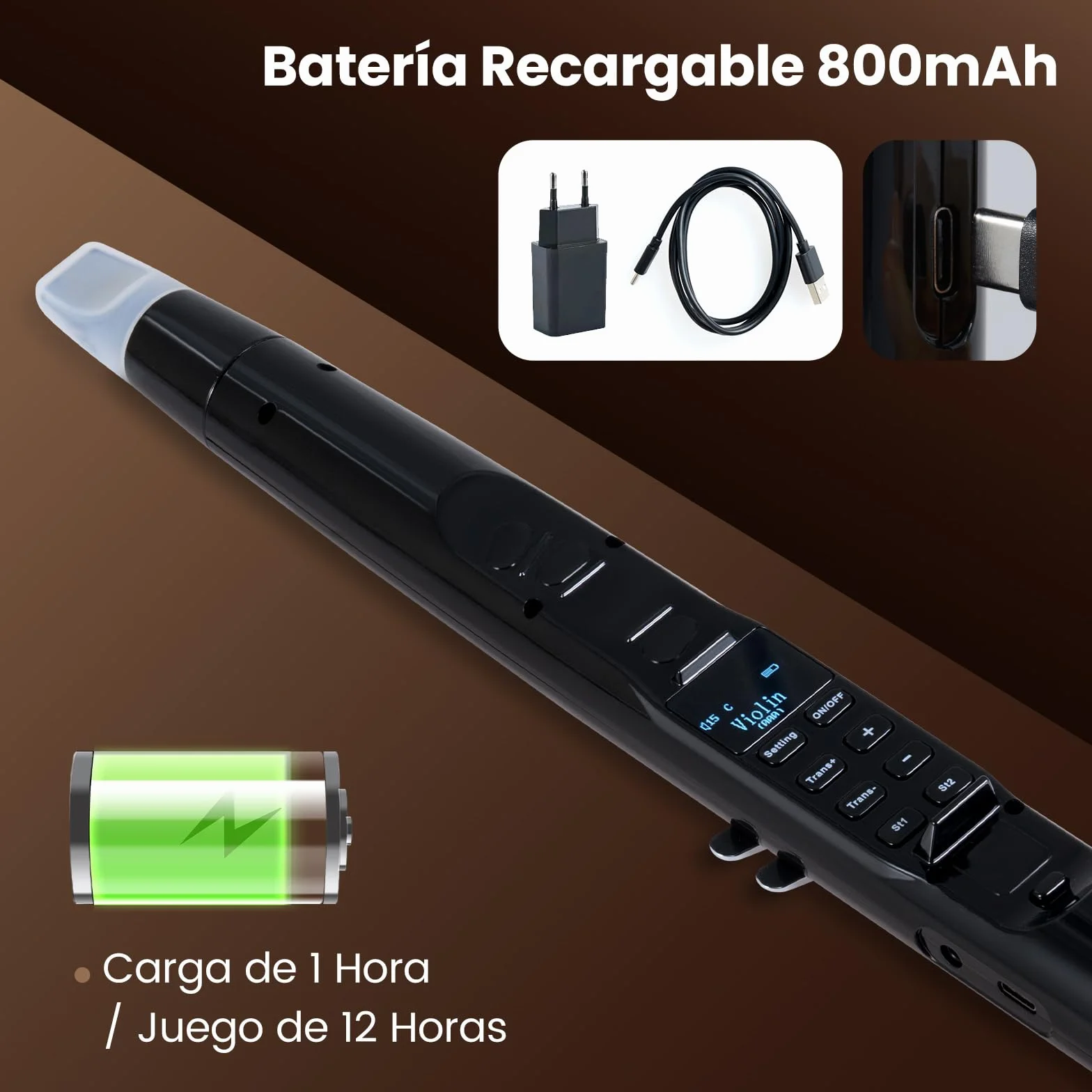GOPLUS Saxofón Electrónico con MIDI Inalámbrico, Sintetizador Digital de Viento Compacto - 100 Tonos, 4 Octavas y 2 Digitaciones, Saxofón Portátil Recargable con Altavoz HIFI