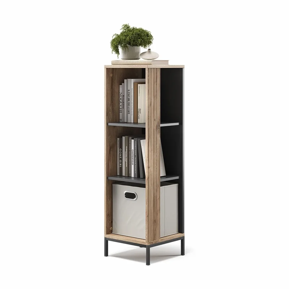 Vicco Estante para CDs Eliza, Roble Vikingo, 36 x 120 cm con 3 Compartimentos, Apto para Guardar Libros y Objetos Decorativos