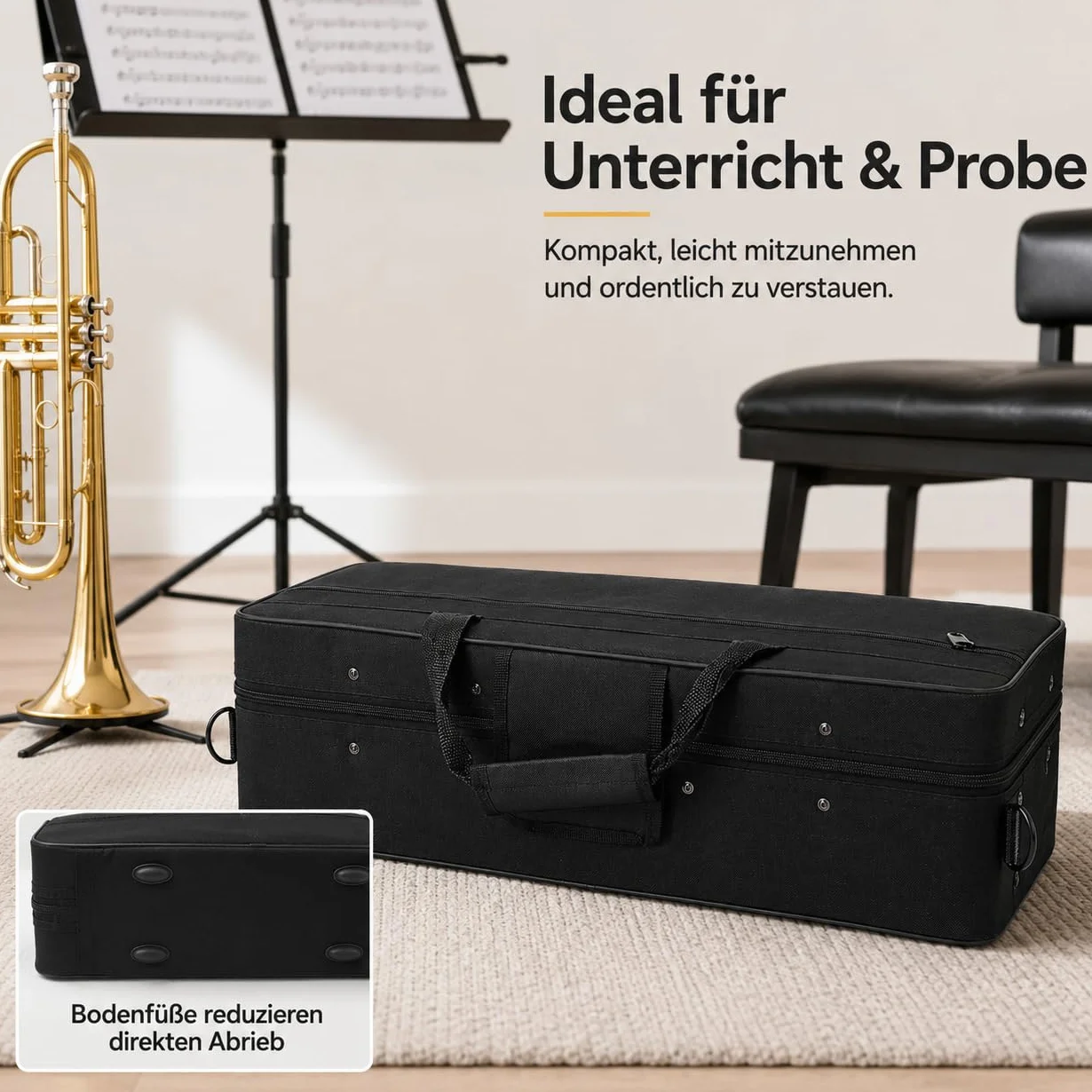Tela de Oxford Trompeta Bolsa, Estuche de Trompeta, Acolchado Interno y protección contra raspaduras, Trompeta Maleta para su Transporte para músicos viajeros