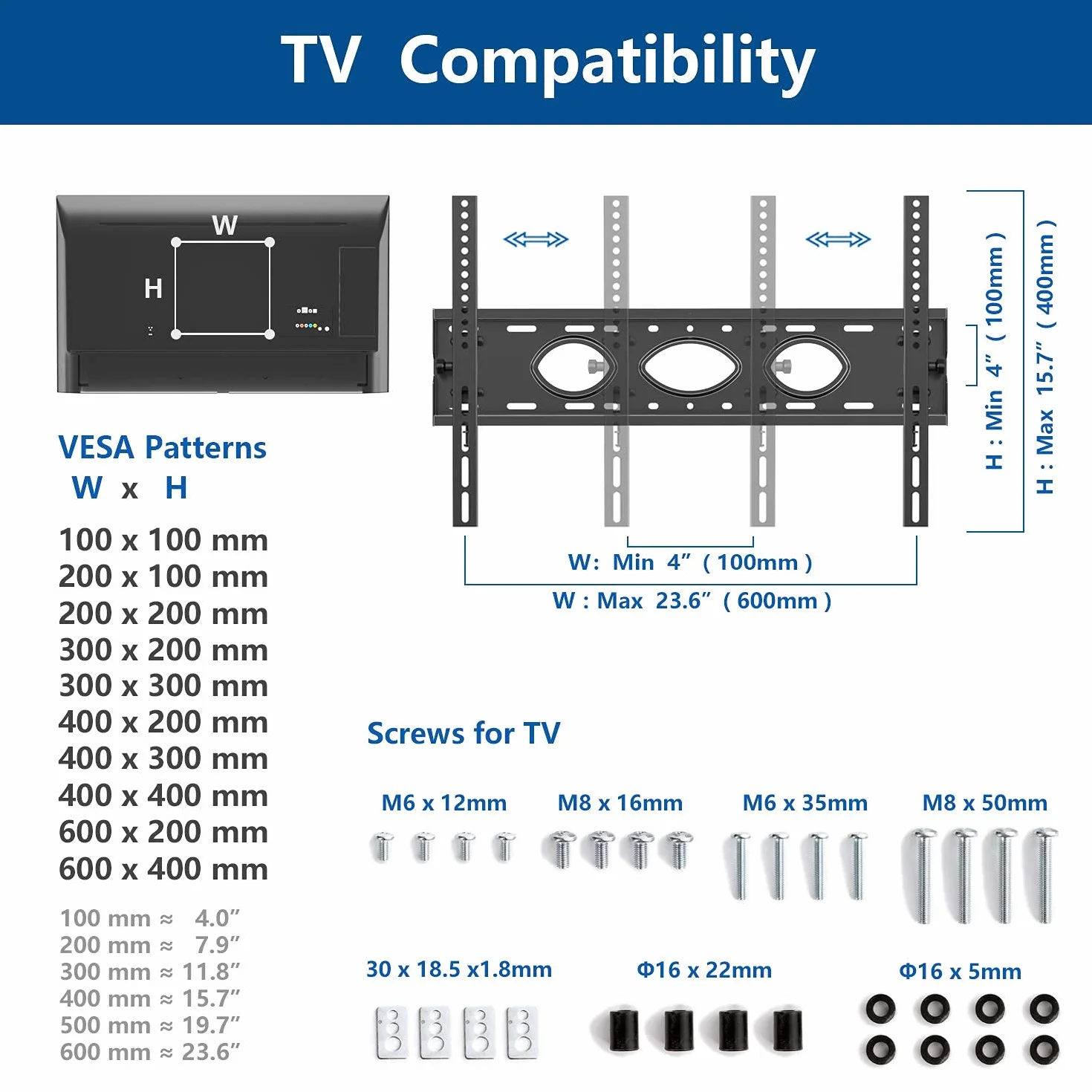 RFIVER Soporte TV Pie Ruedas para Television de 32 43 50 55 65 75 80 Pulgadas - Tele Televisor Soportes Pie Inclinable - Soporte TV Suelo Altura Ajustable Movil | MAX Vesa 600x400mm 50 KG