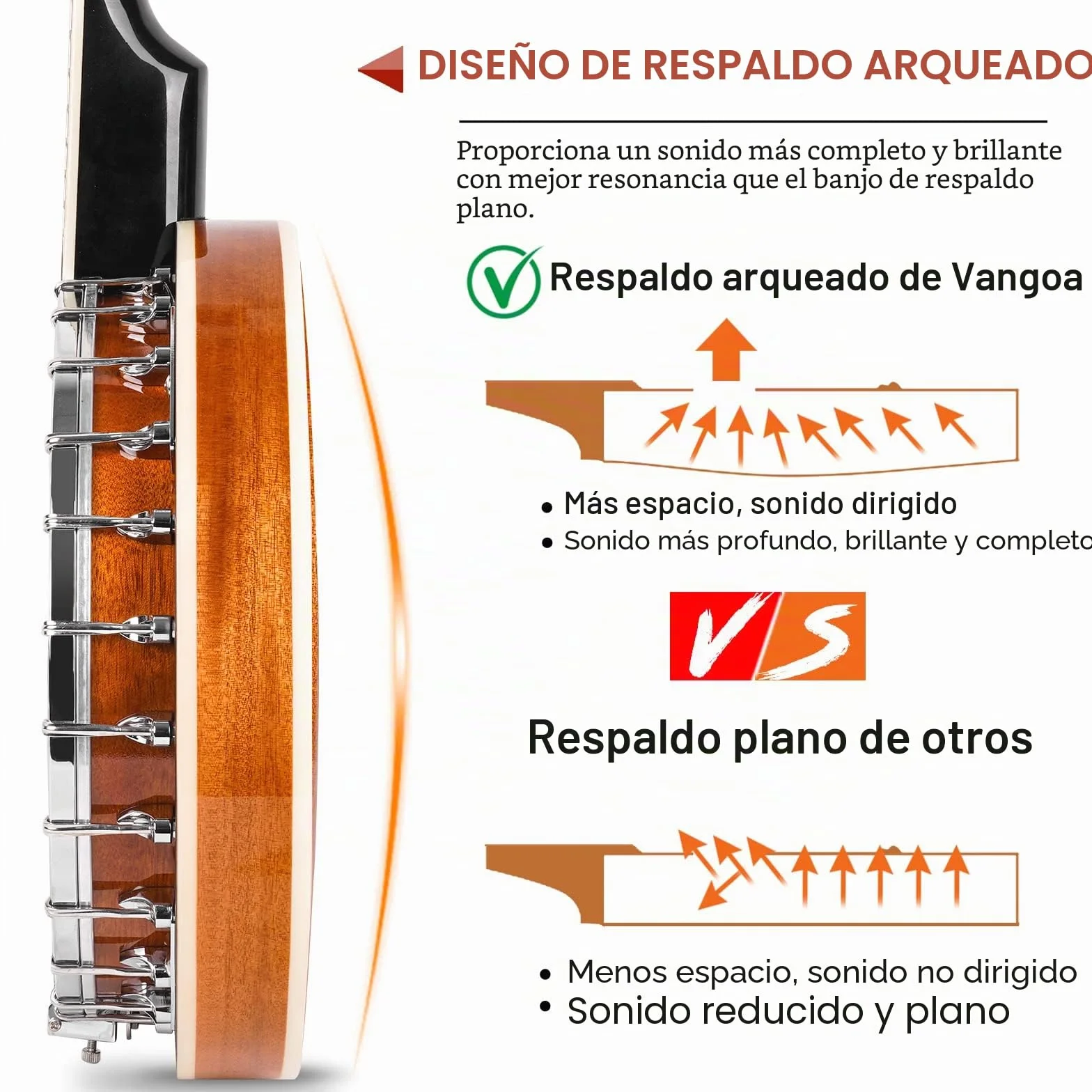 Vangoa 5 cuerdas Banjo Remo Cabeza Cerrada Espalda Sólida con kit de Principiante, Sintonizador, Correa, Recogida, Cuerdas, Selecciones y Bolsa