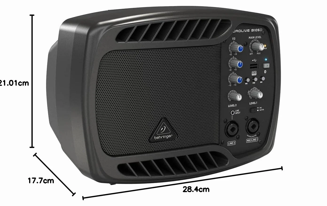 Behringer B105D Altavoz PA/Monitor ultracompacto de 50 vatios con Reproductor de MP3 y transmisión de Audio Bluetooth